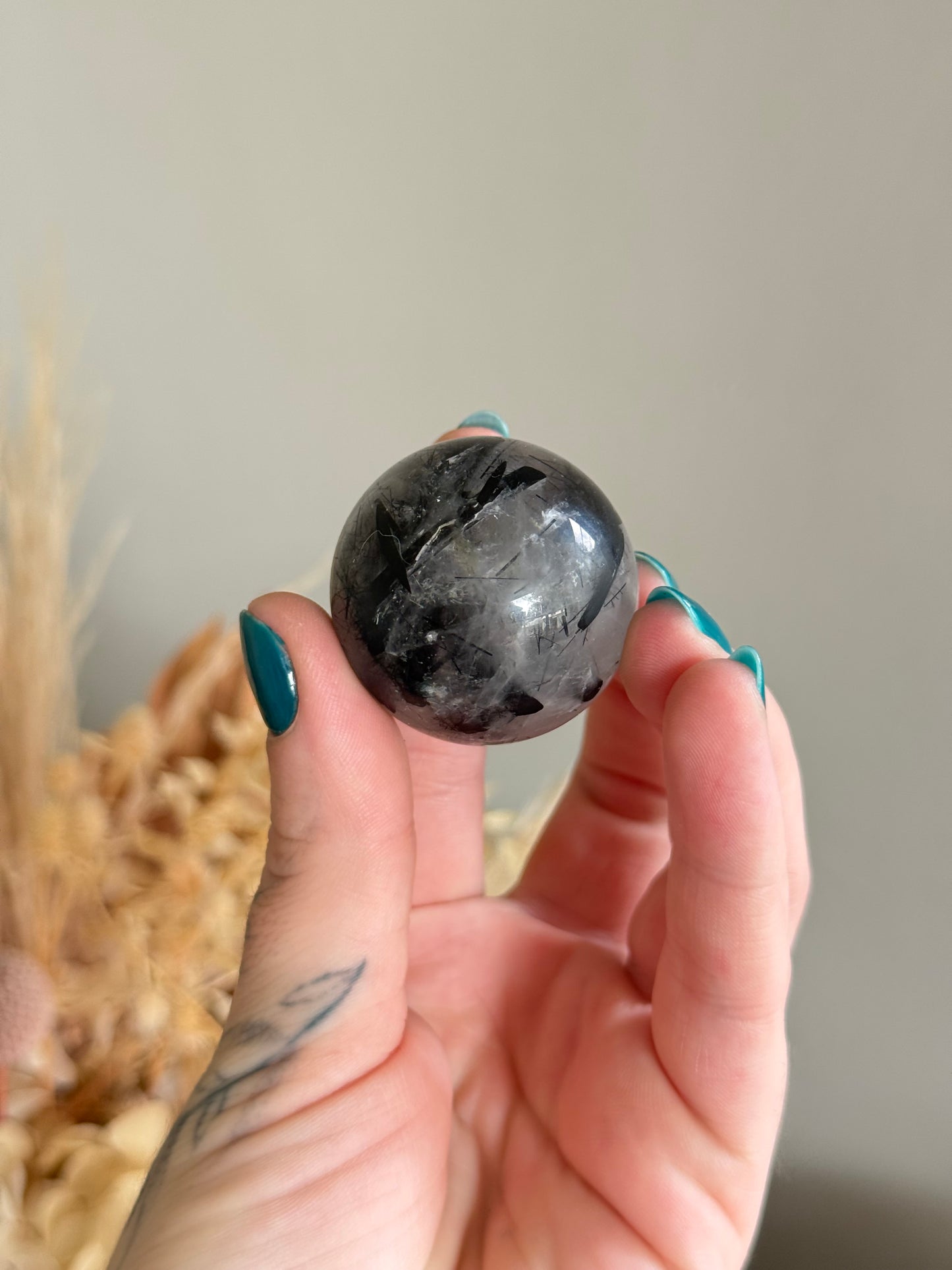Tourmalinated Quartz Sphere