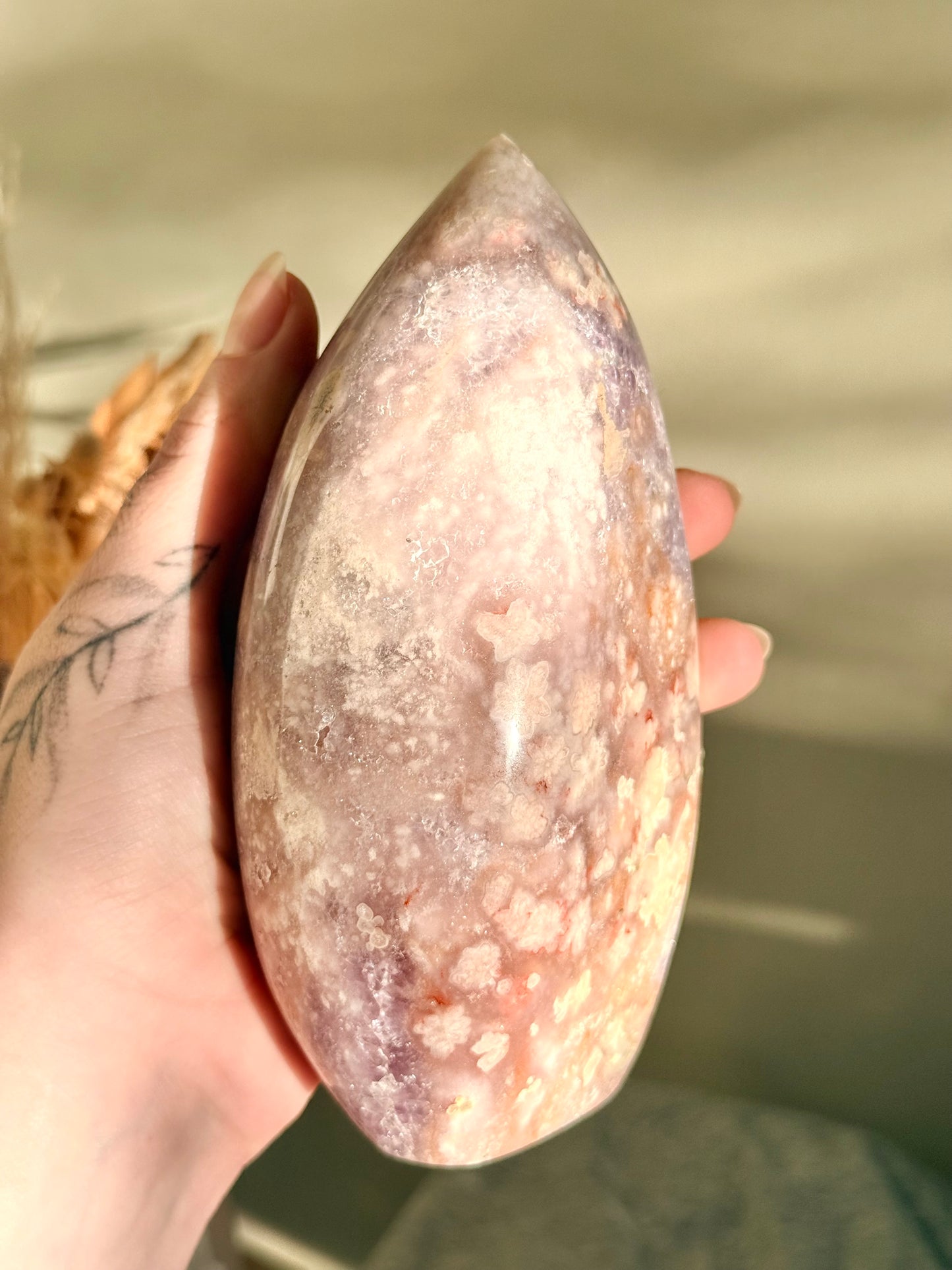 Pink and Purple Amethyst with Flower Agate Cave