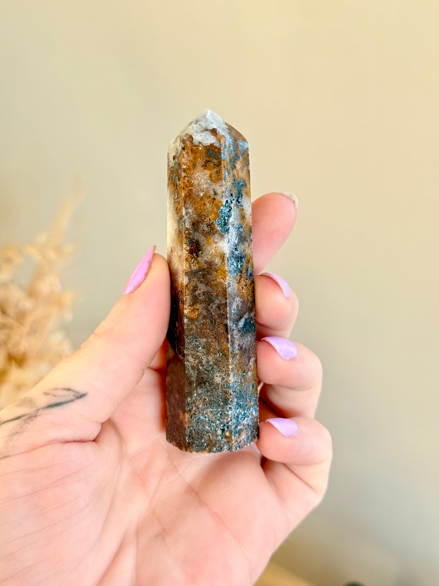 Golden Healer Quartz with Hematite Point