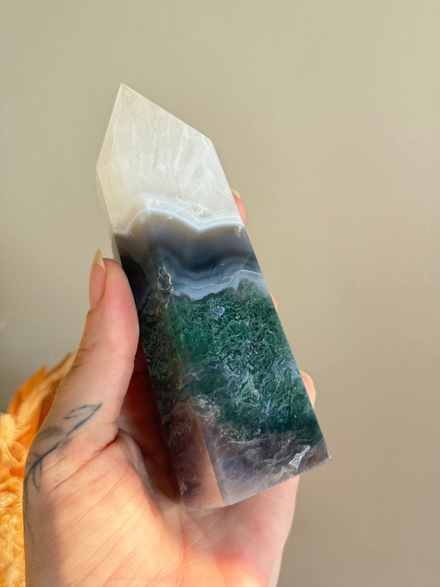Moss Agate and Quartz Point