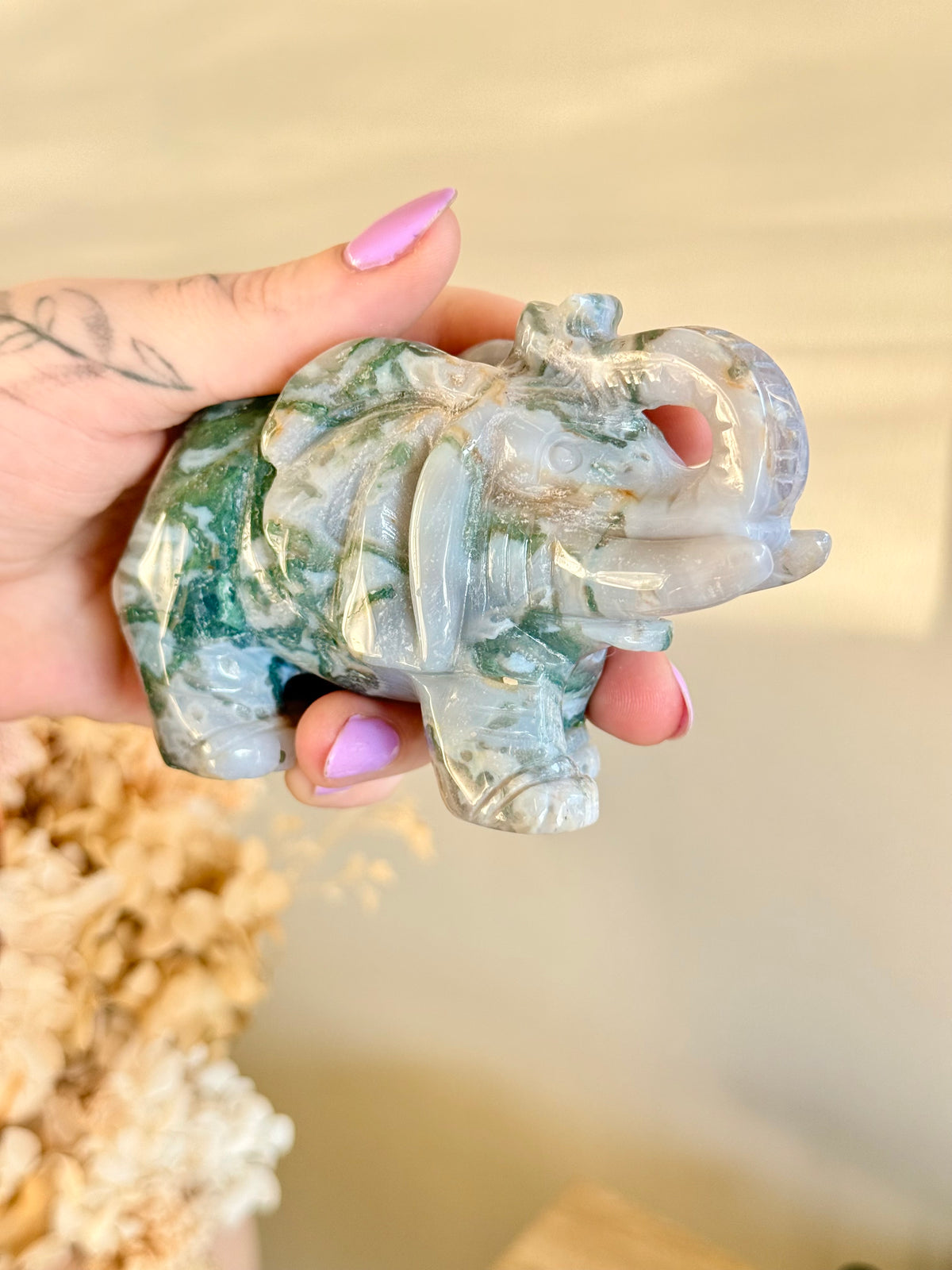 Moss Agate Elephant