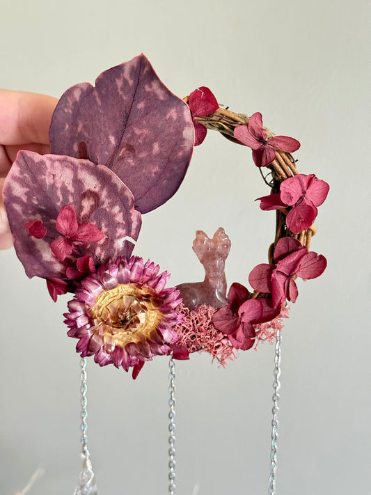 10cm Strawberry Quartz Deer Wreath