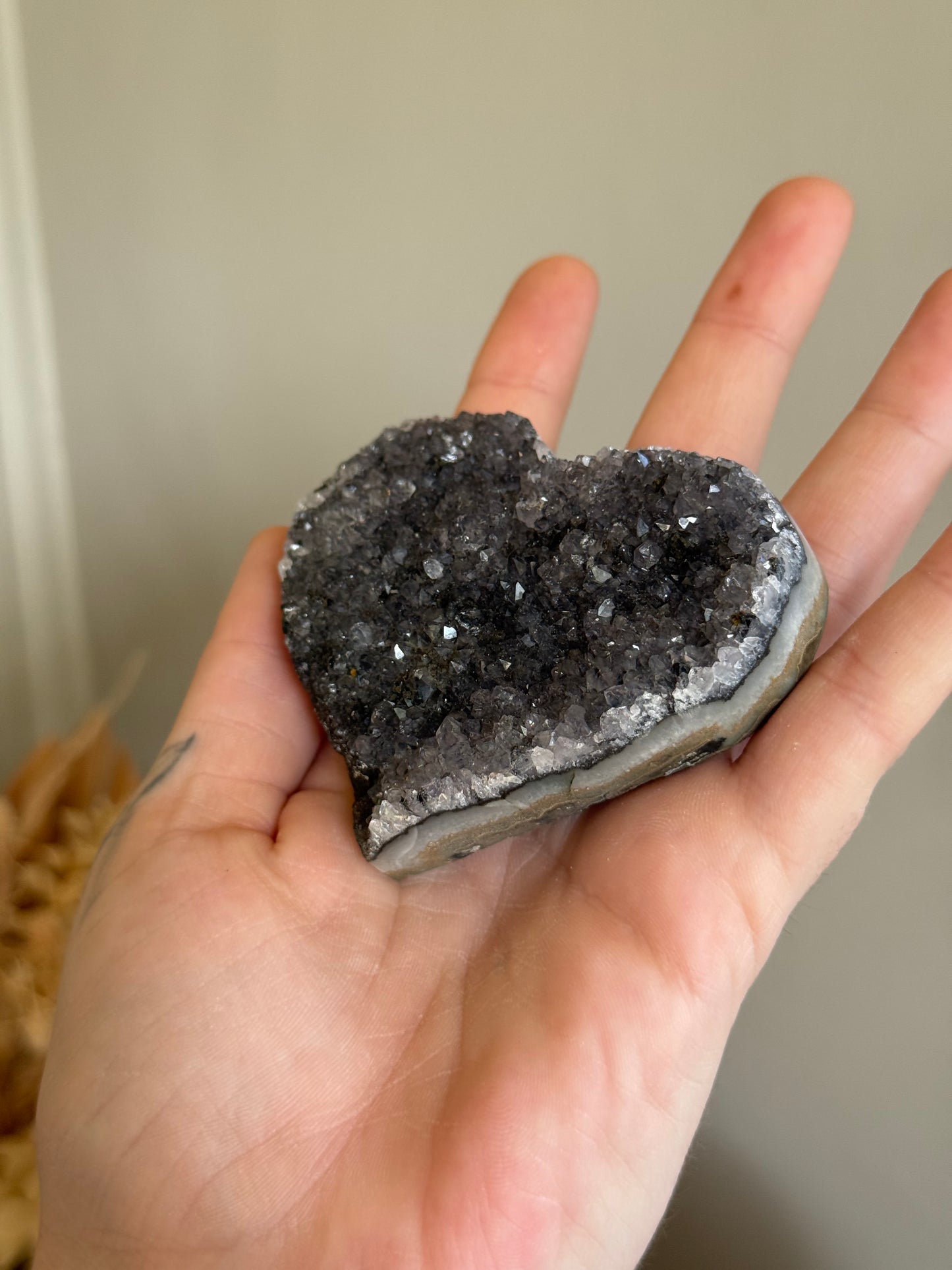 Black Amethyst Cluster Heart