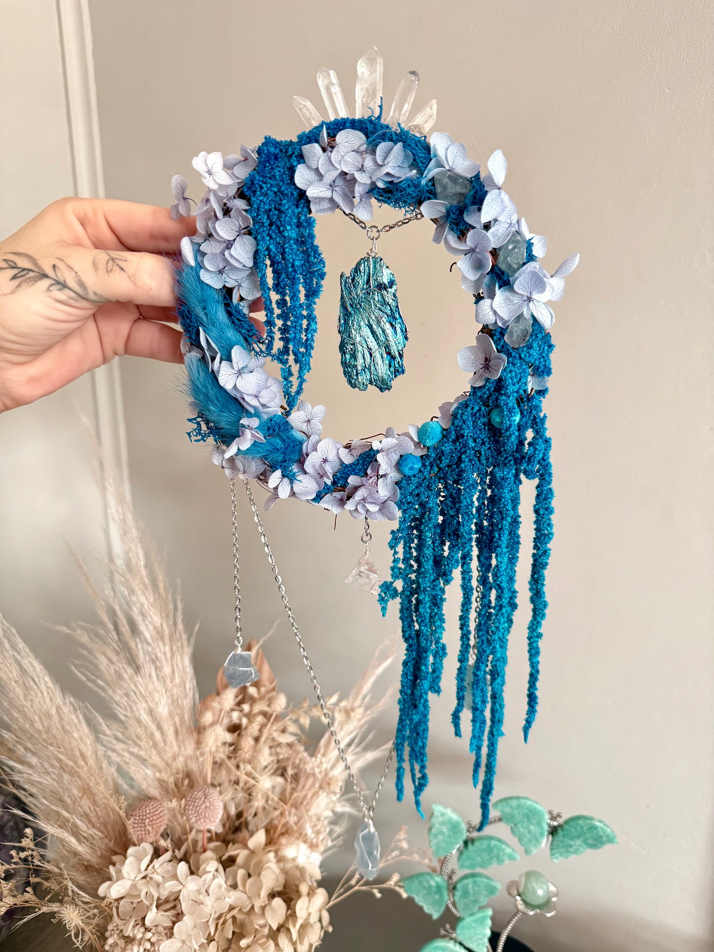 15cm Aura Kyanite Wreath with Quartz Crown