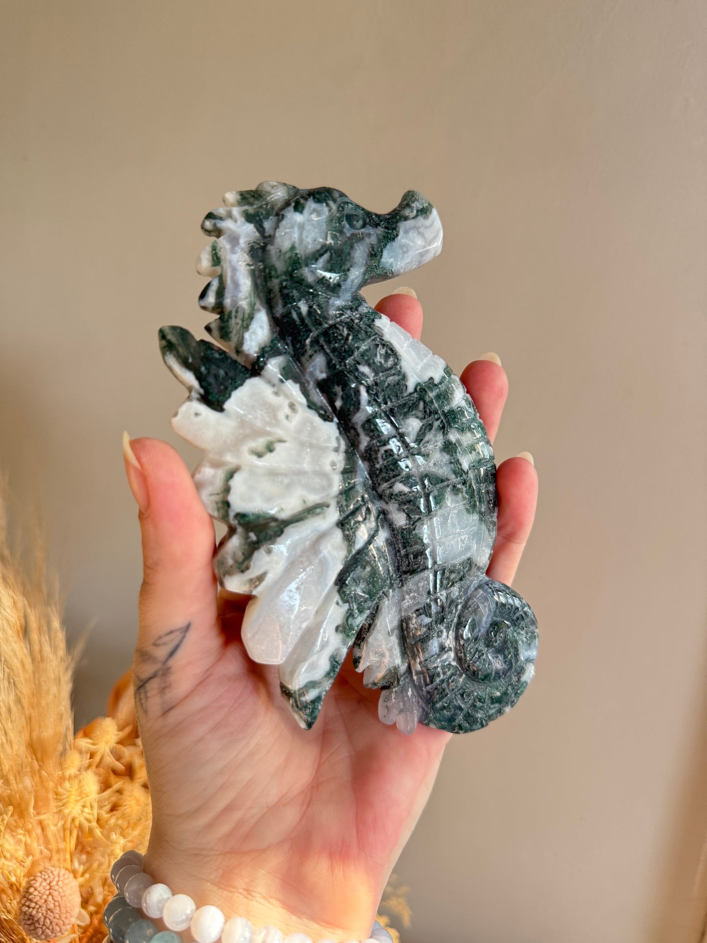 Moss Agate Seahorse