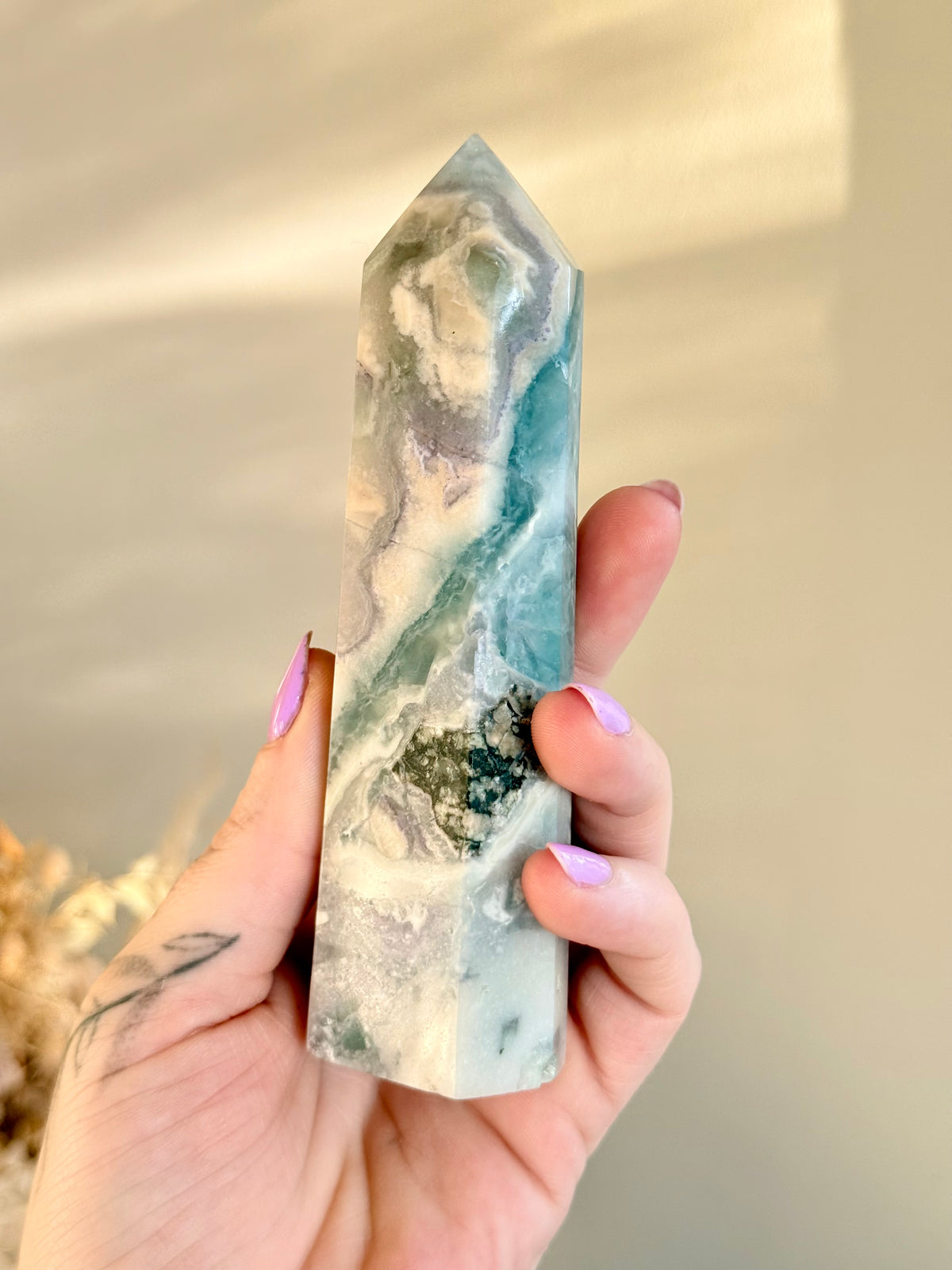 Fluorite with Calcite Point