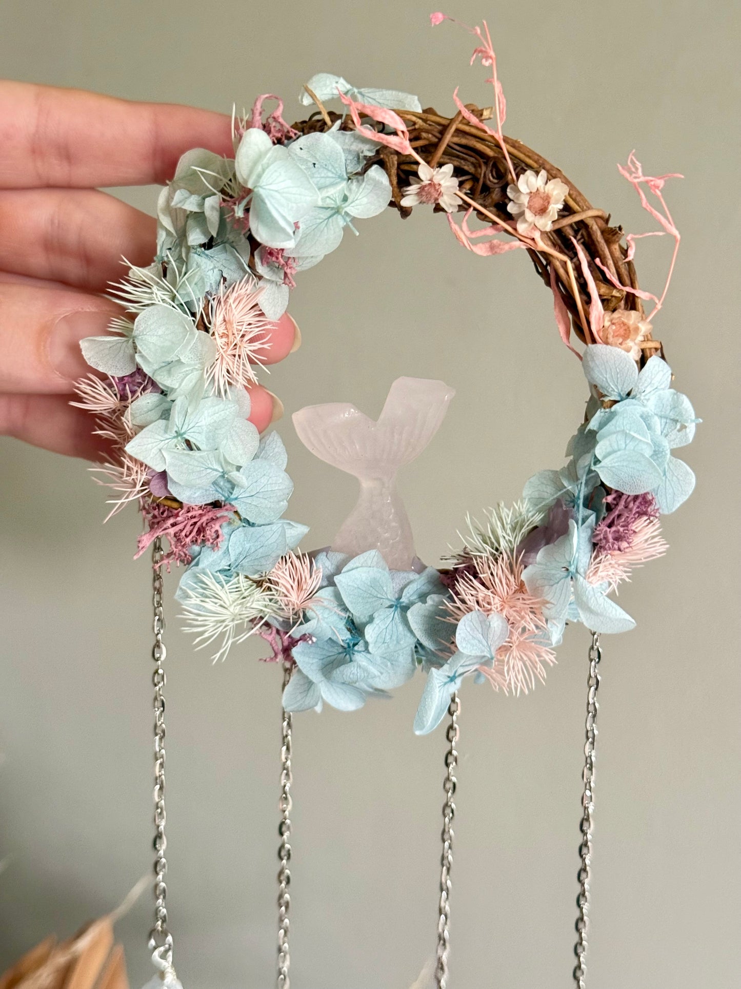 10cm Rose Quartz Mermaid Tail Wreath