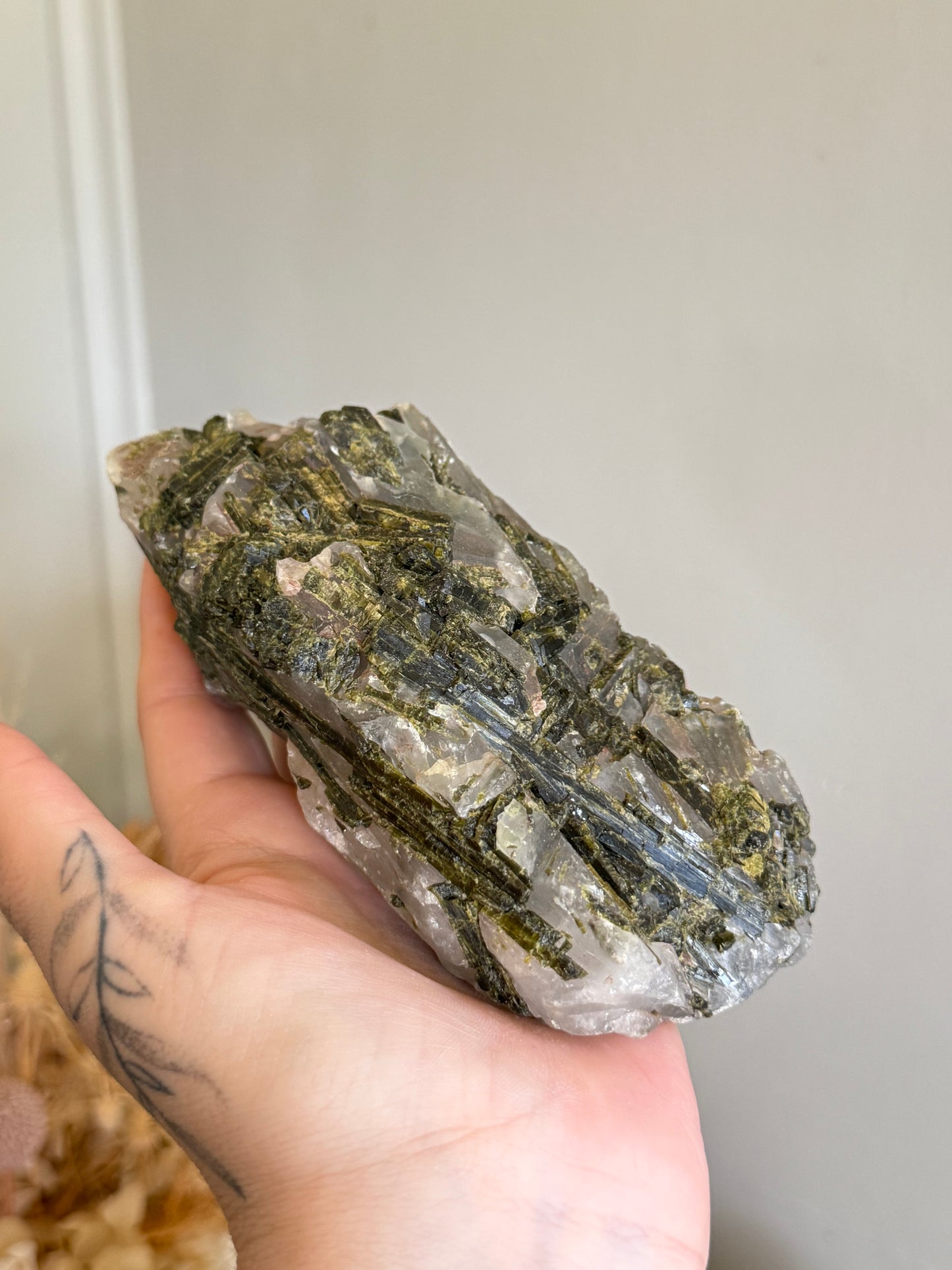 Green Tourmaline in Quartz