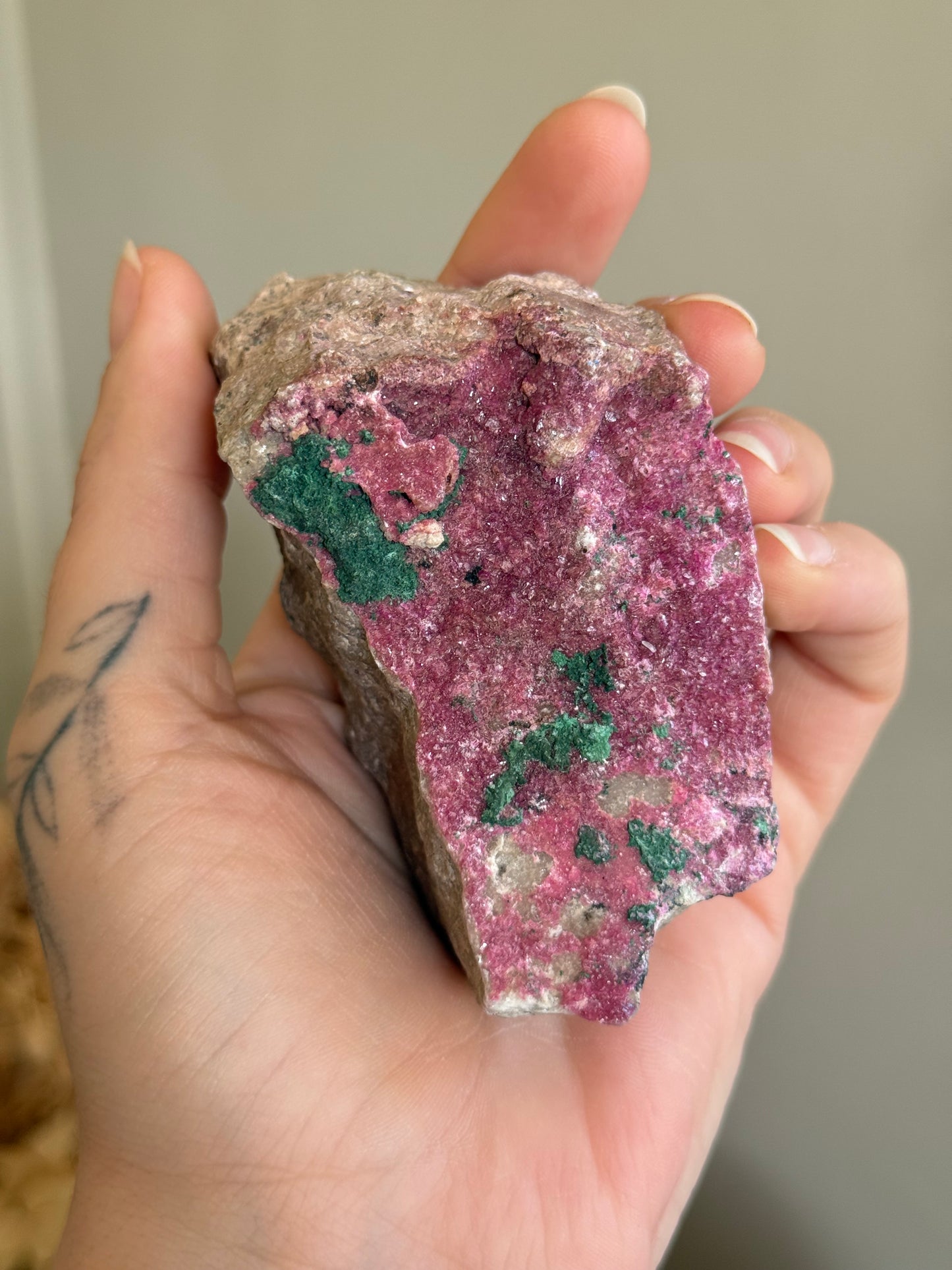 Cobalt Calcite with Malachite