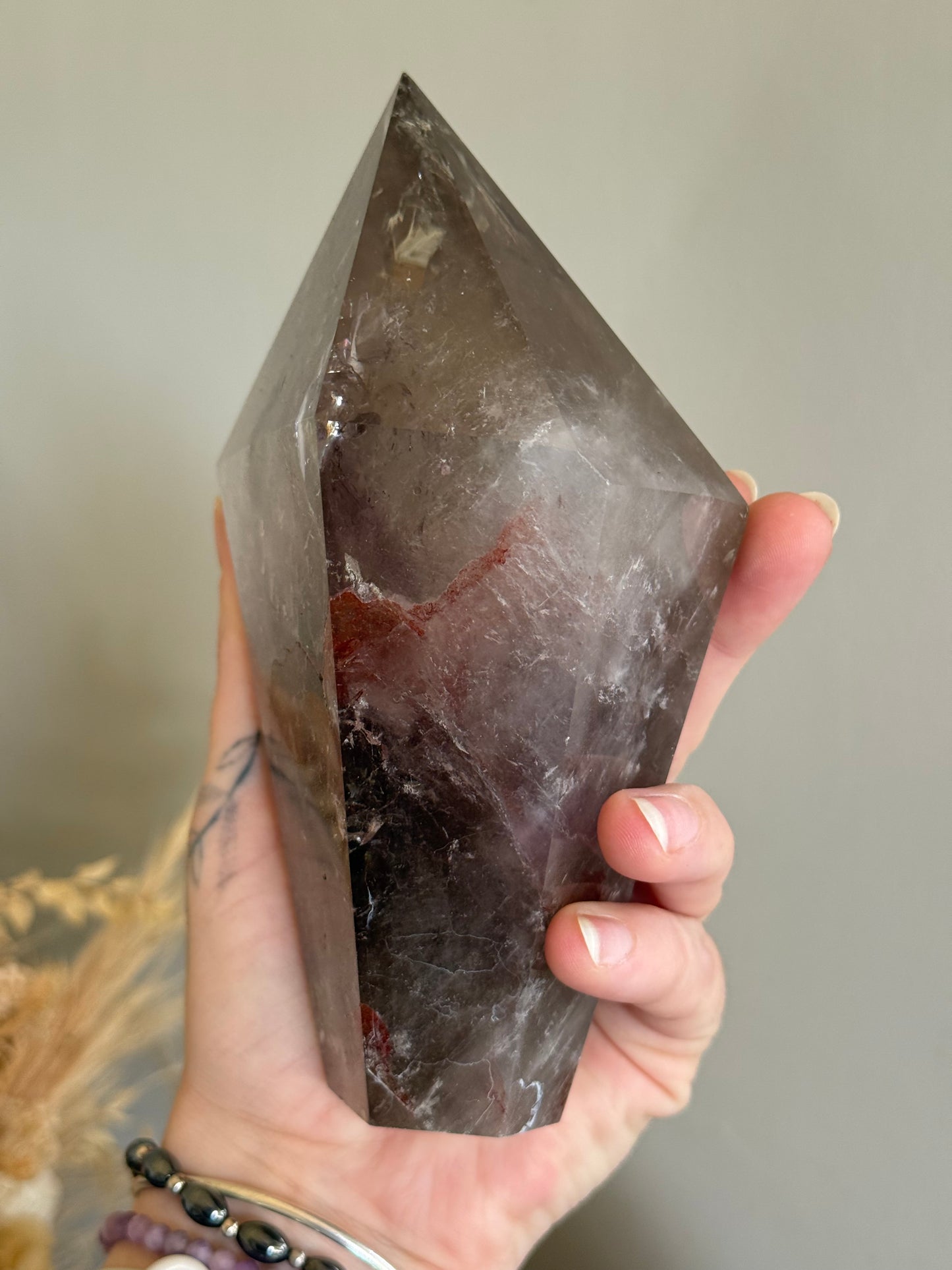 Phantom Amethyst with Hematite Point