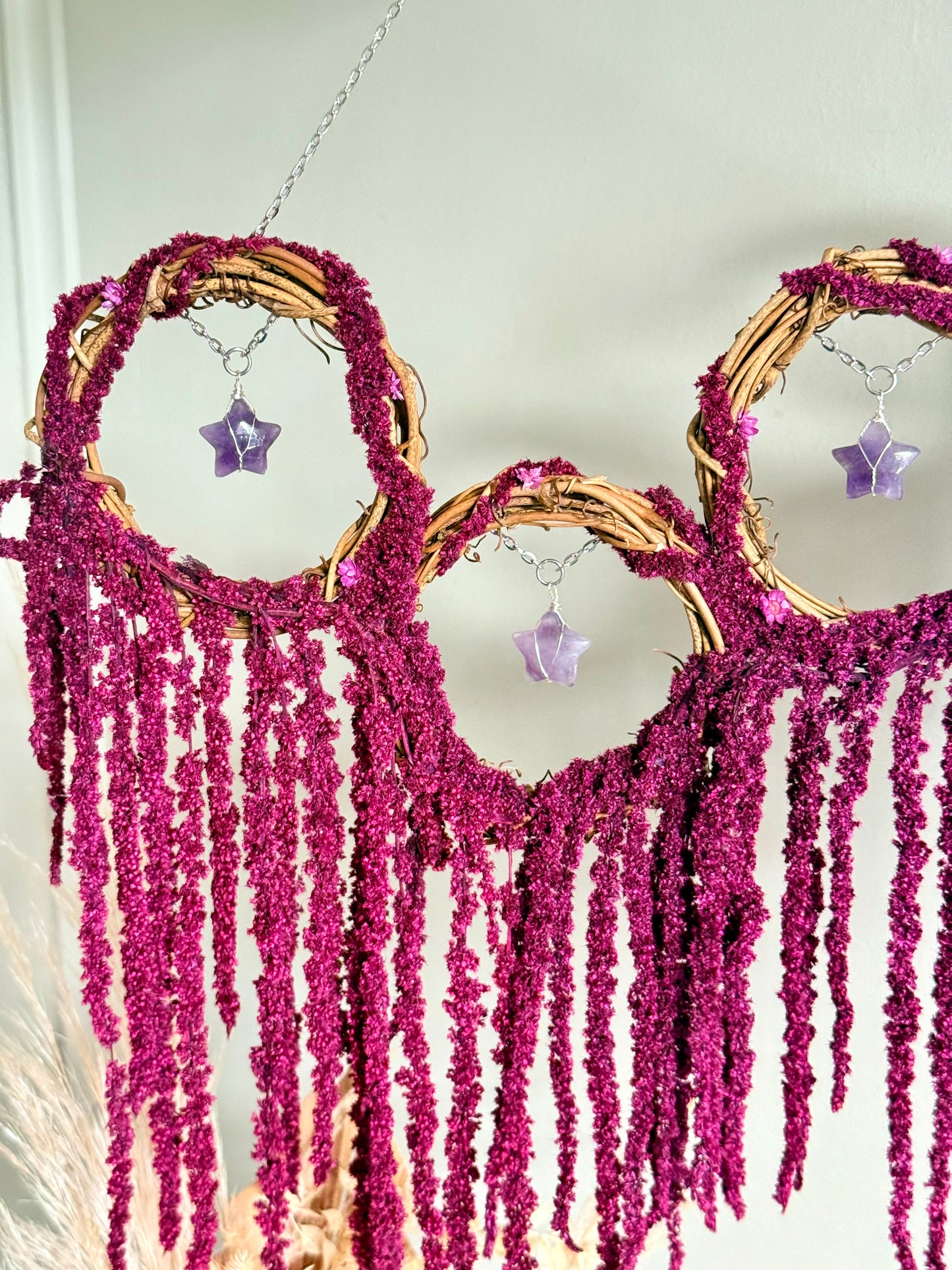 Charoite Moon and Amethyst Stars Multi Wreath