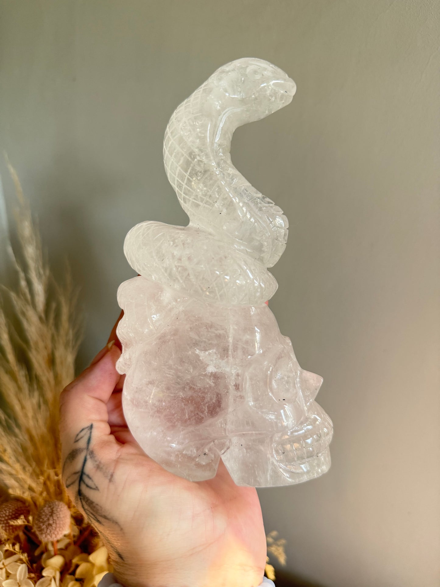 Clear Quartz Skull with Snake