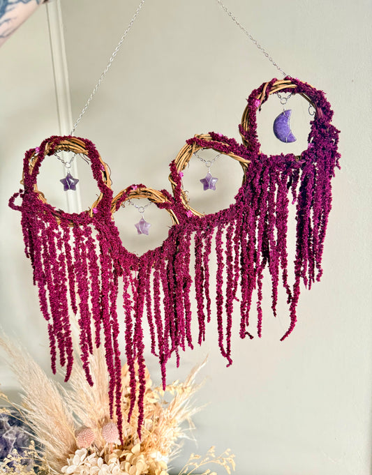 Charoite Moon and Amethyst Stars Multi Wreath