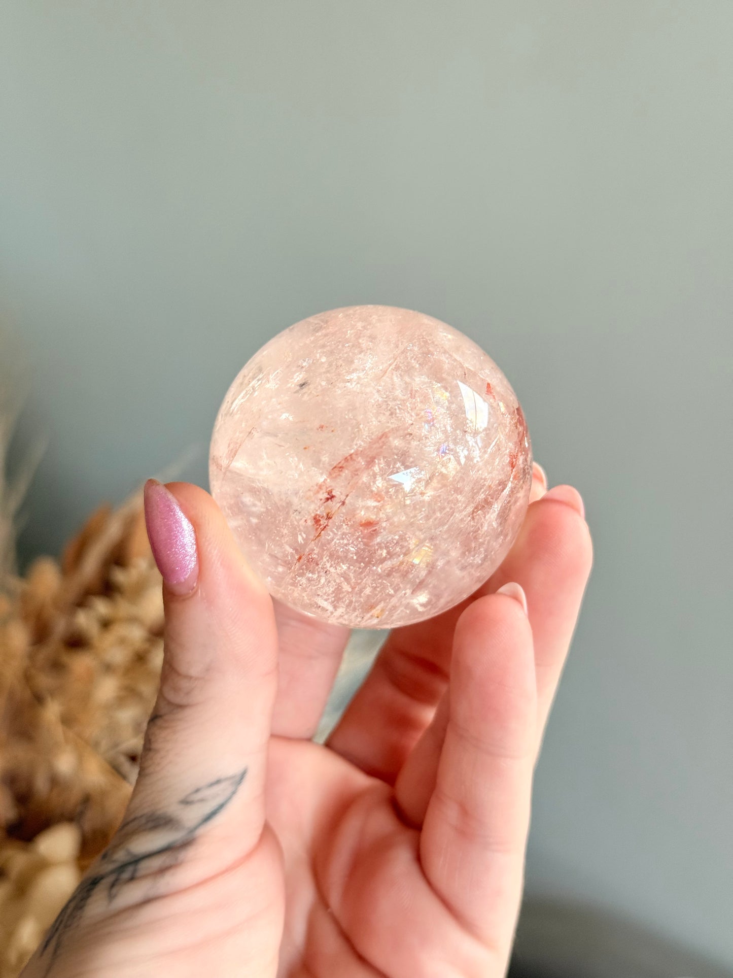 Himalayan Quartz with Hematite Sphere