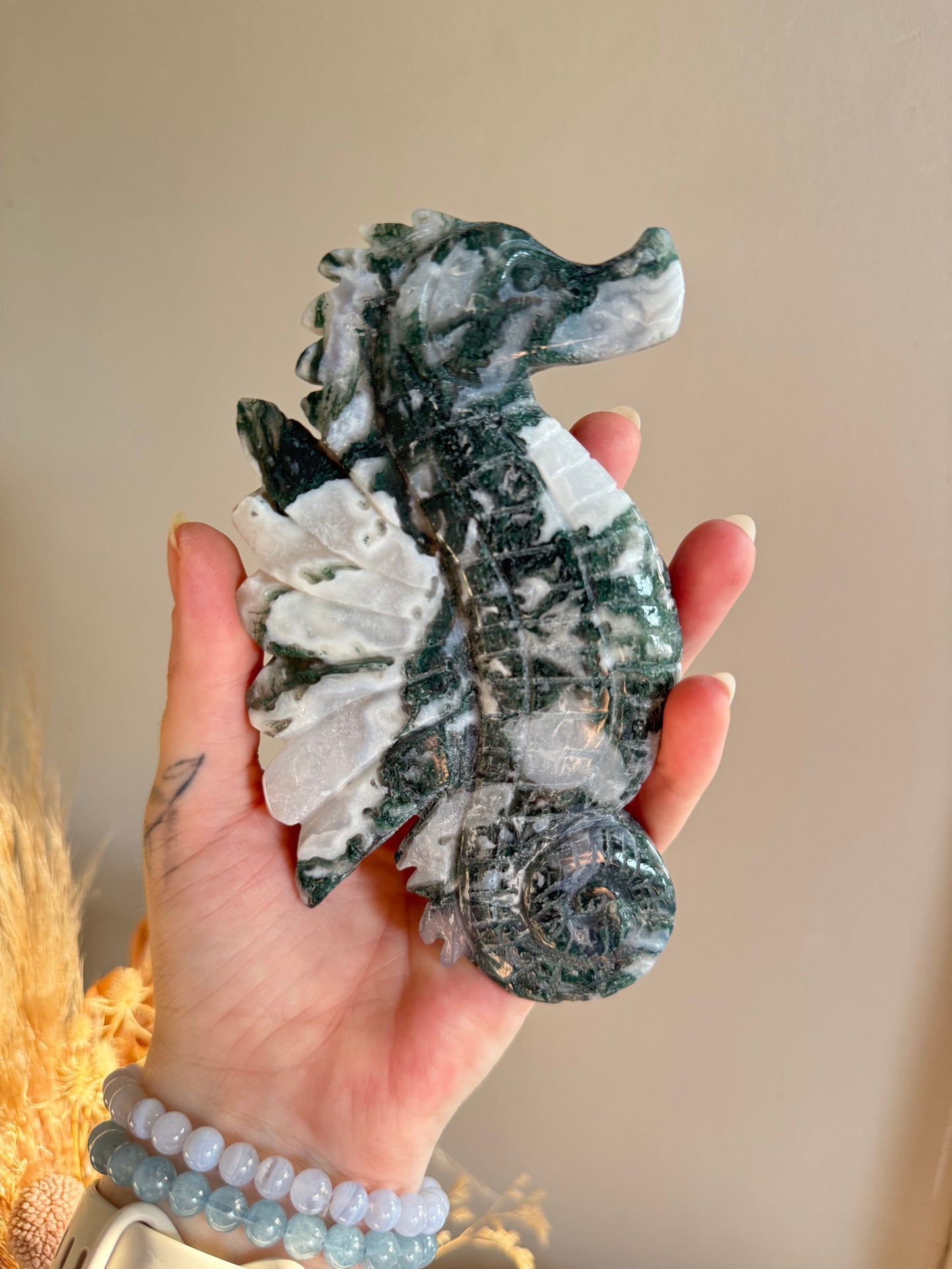 Moss Agate Seahorse