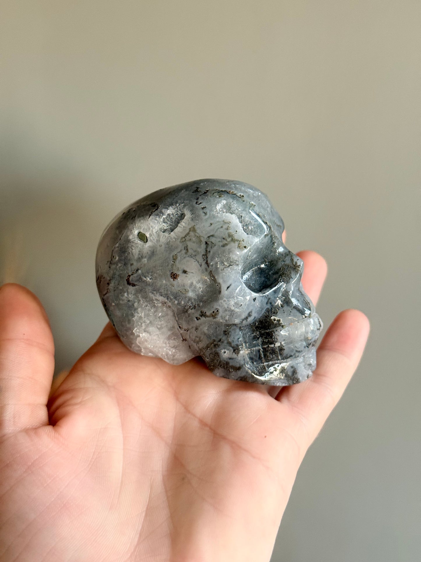 Moss Agate Skull