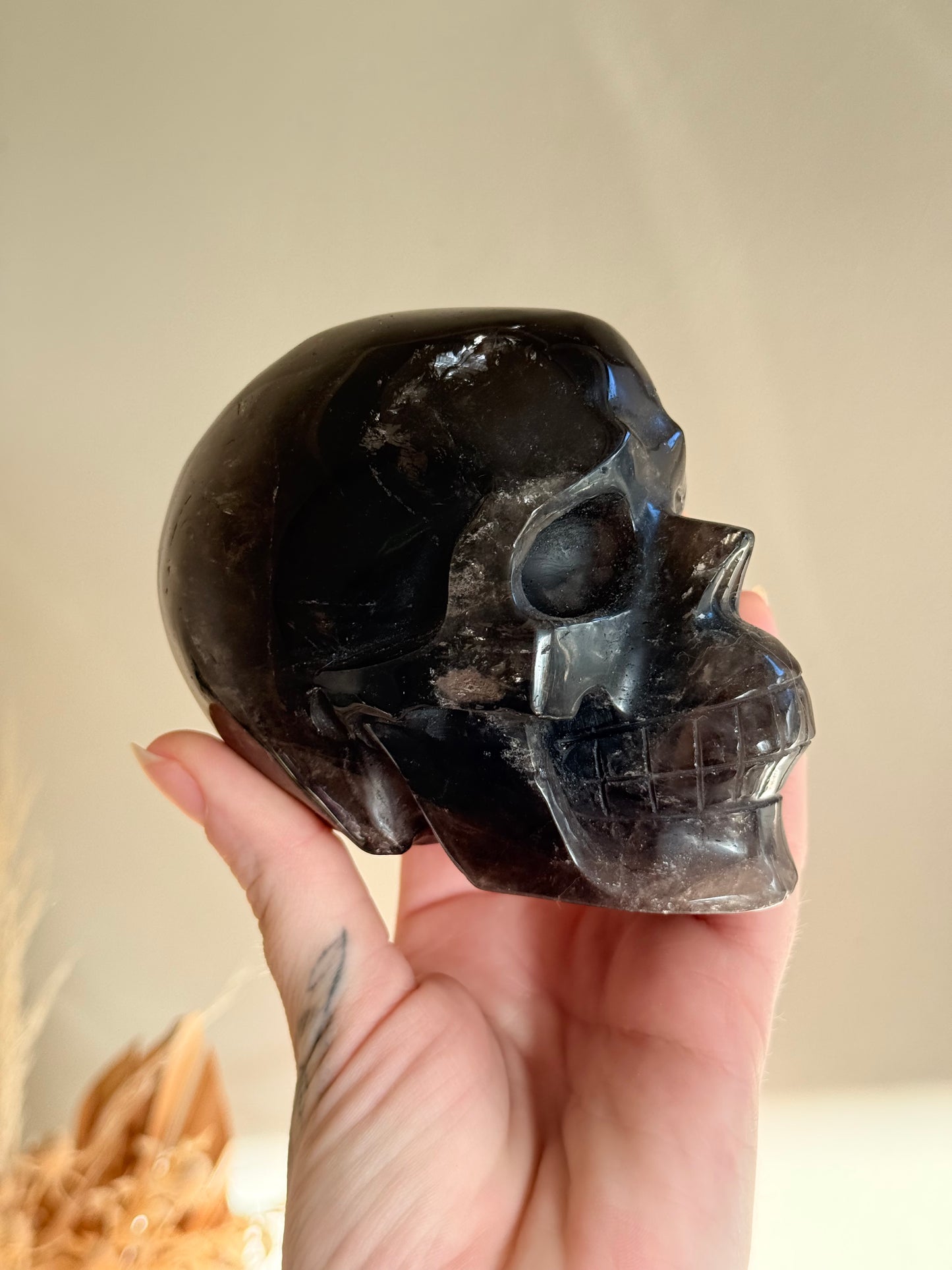 Black Rose Quartz Skull