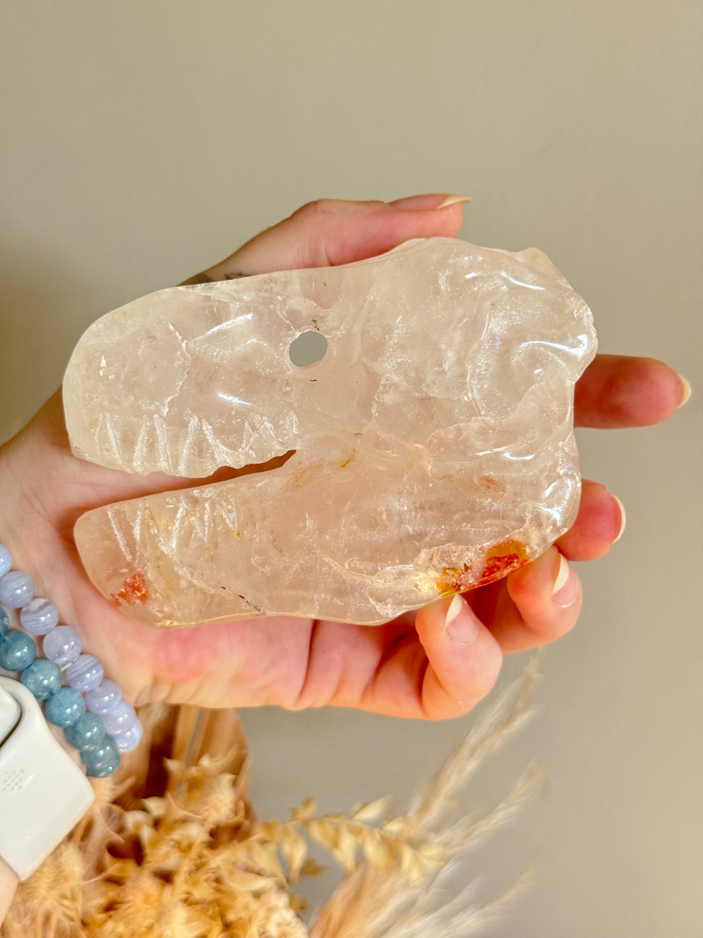 Clear Quartz Dinosaur Skull
