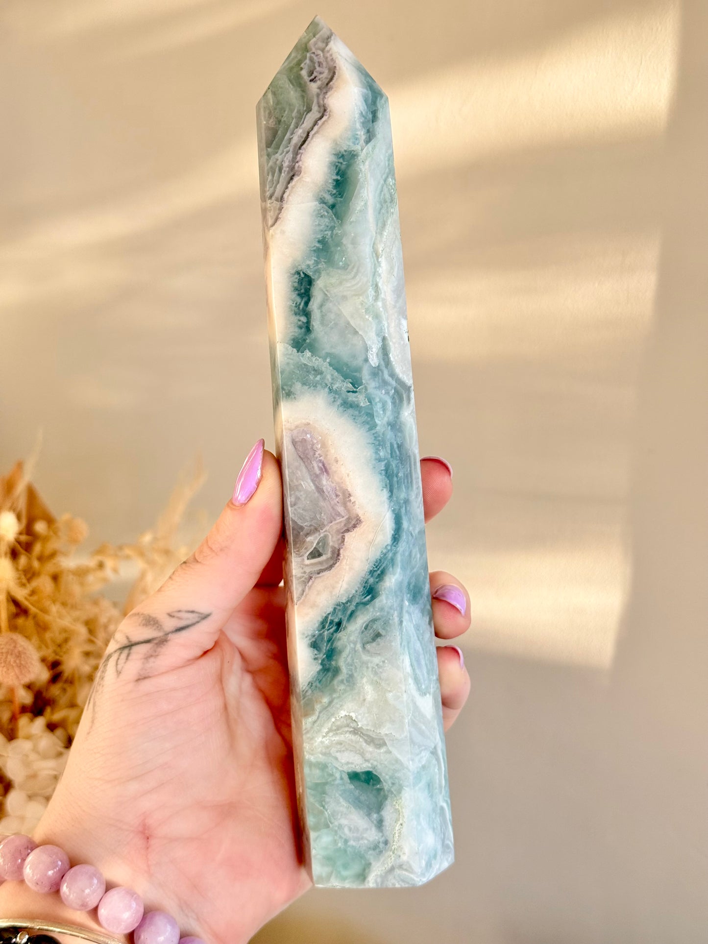 Fluorite with Calcite Tower