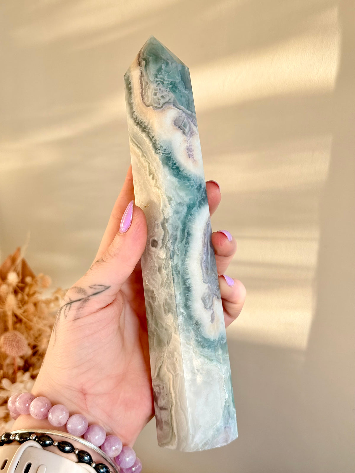 Fluorite with Calcite Tower