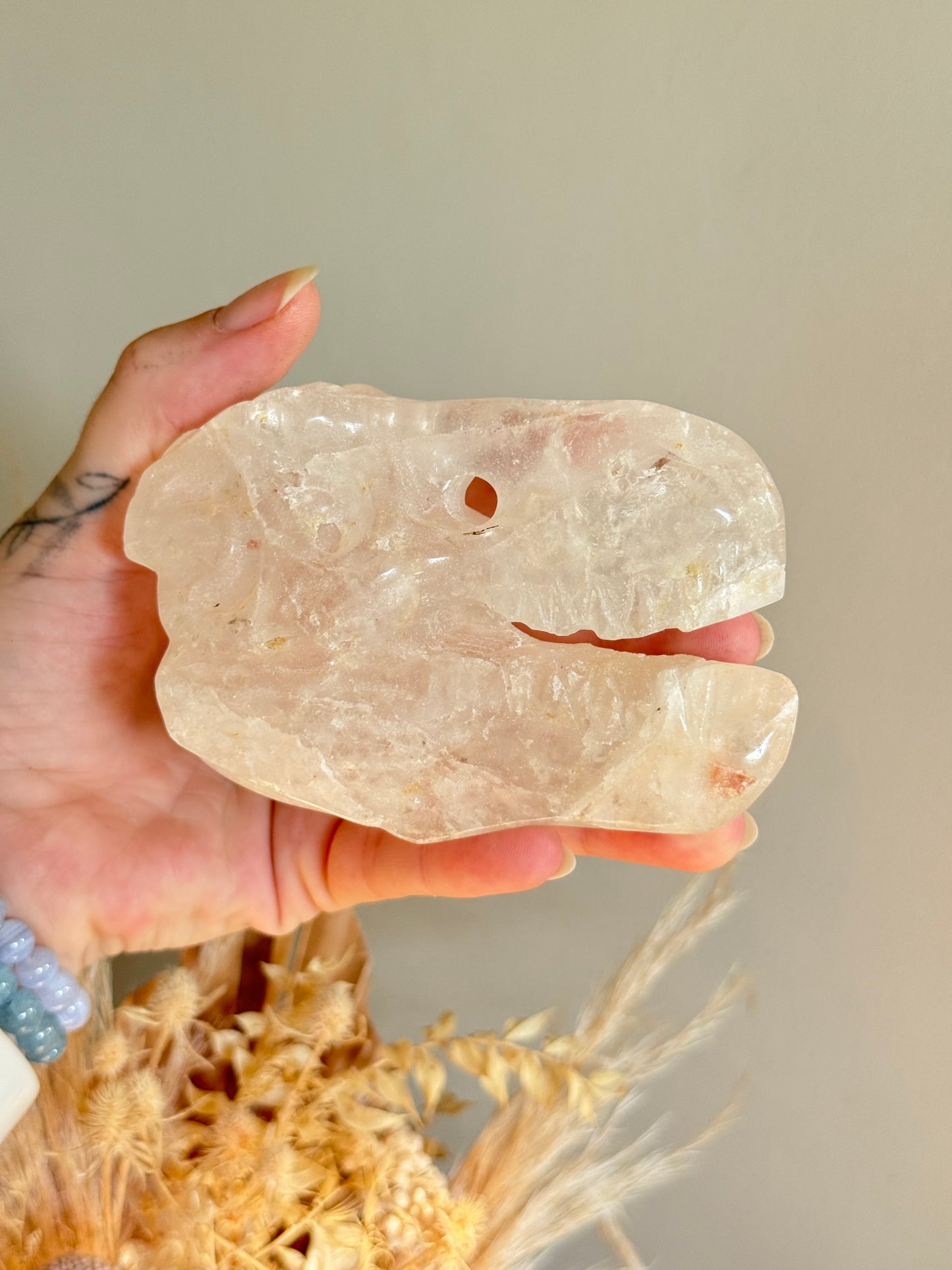 Clear Quartz Dinosaur Skull