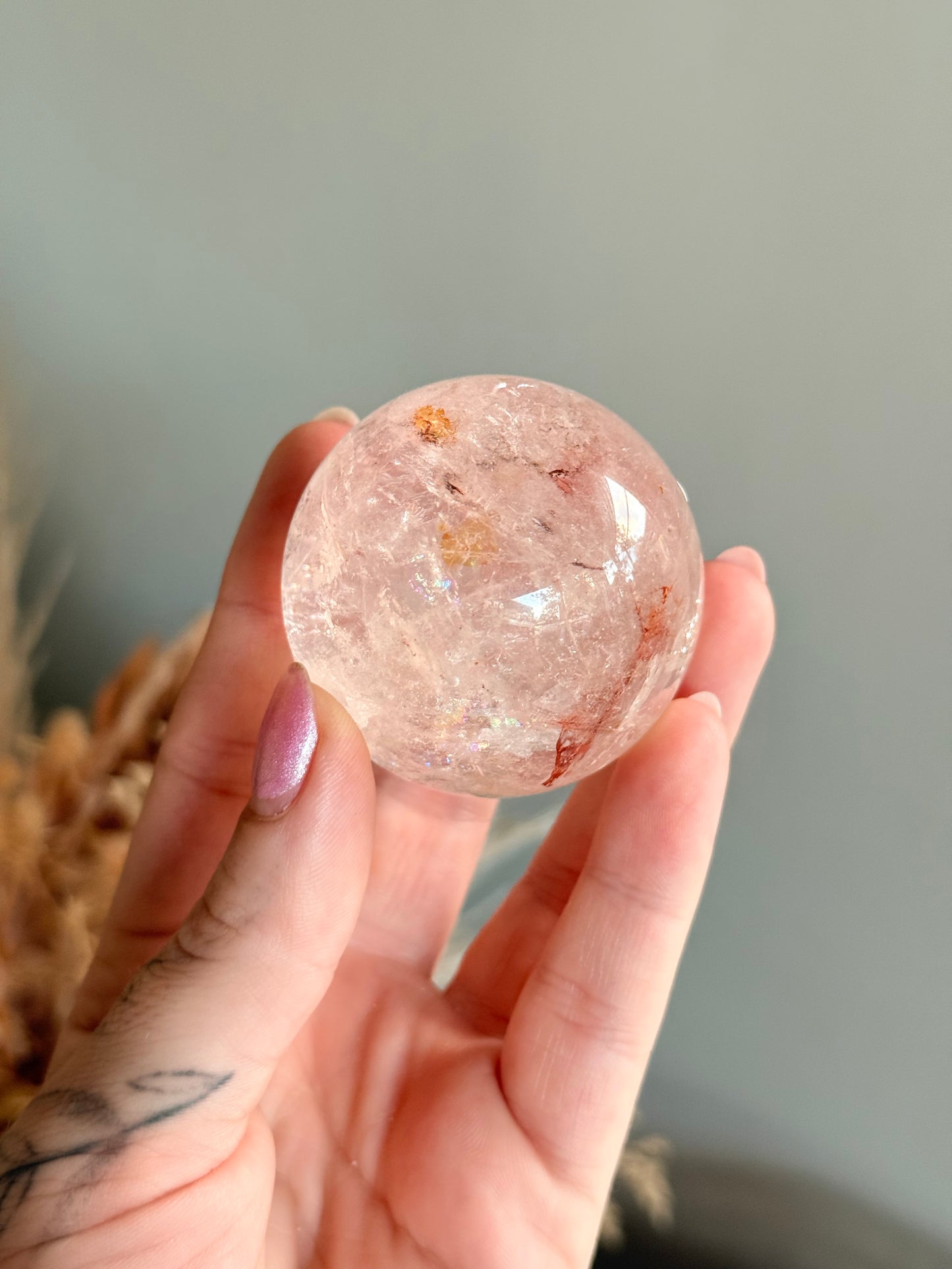 Himalayan Quartz with Hematite Sphere