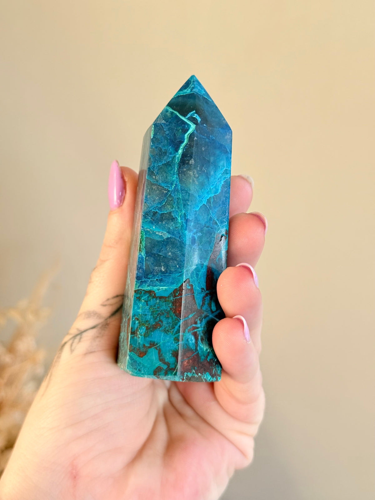 Shattuckite with Chrysocolla and Malachite Point