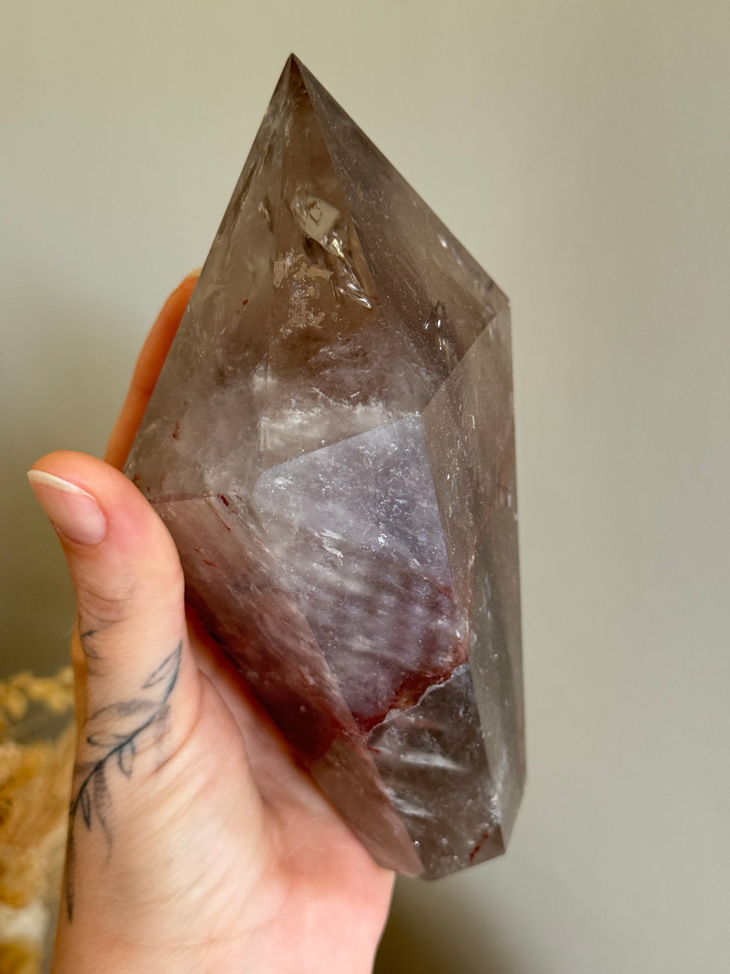 Phantom Amethyst with Hematite Point