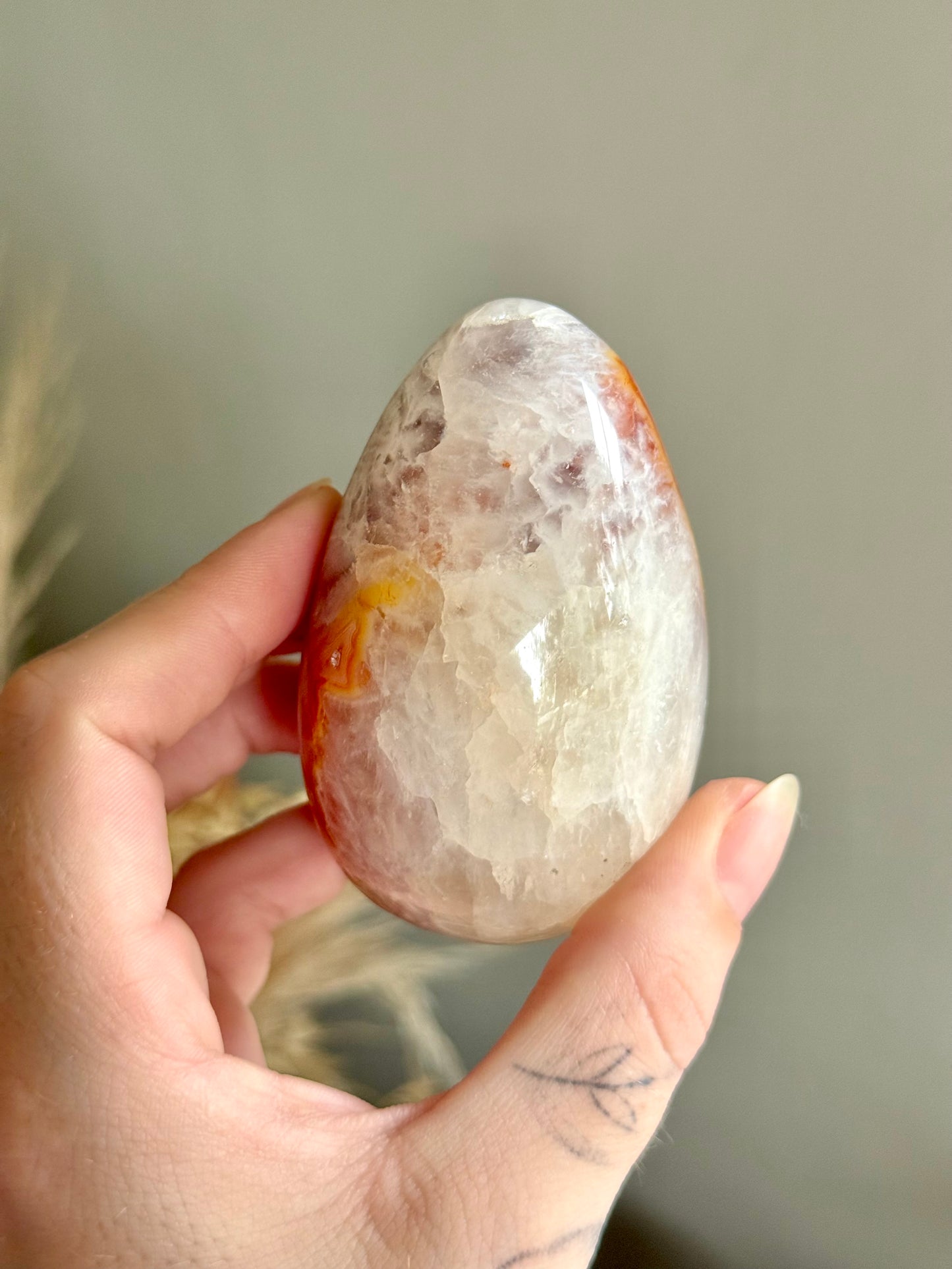 Carnelian and Quartz Egg