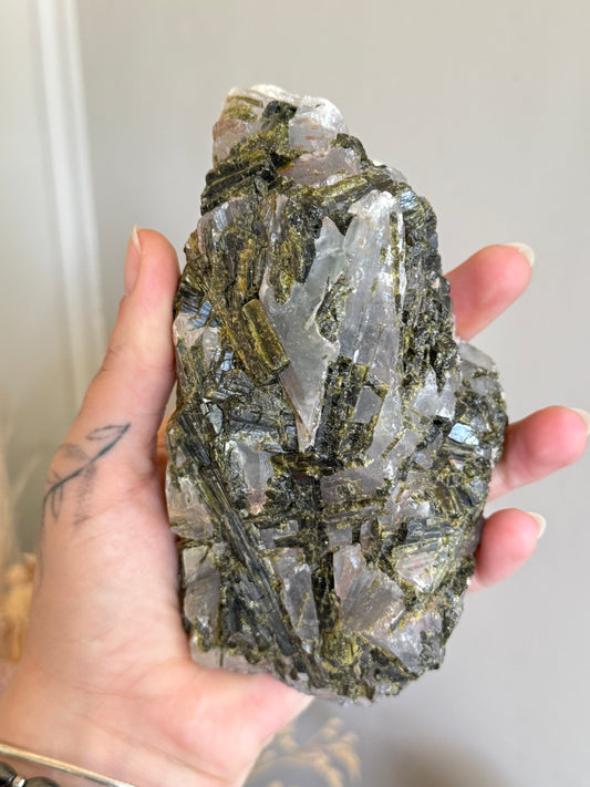 Green Tourmaline in Quartz