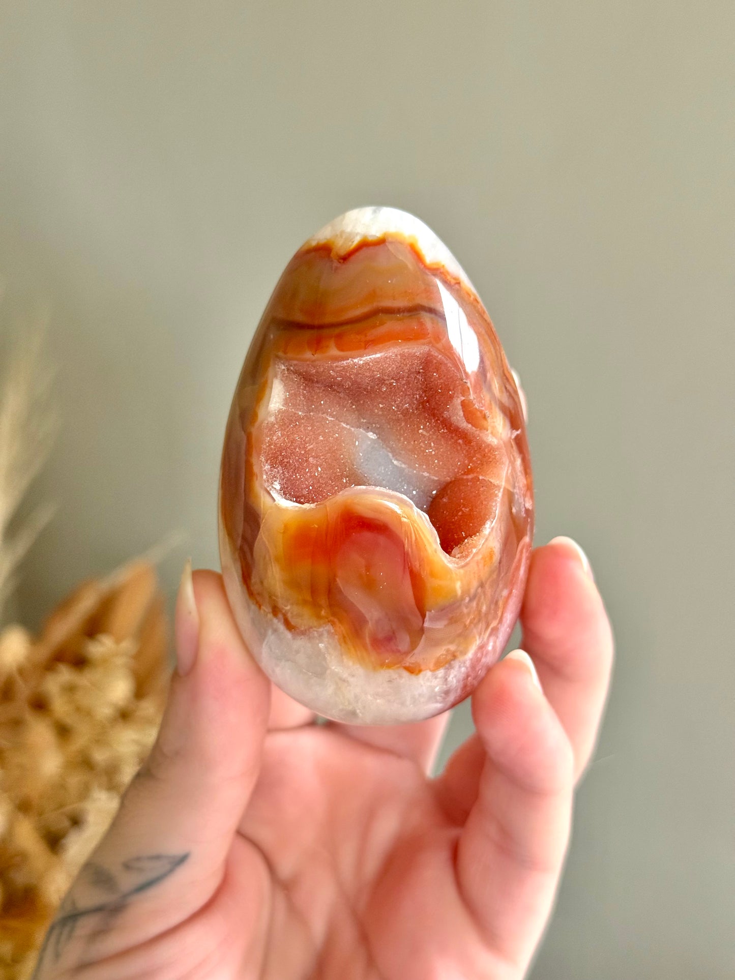 Carnelian and Quartz Egg
