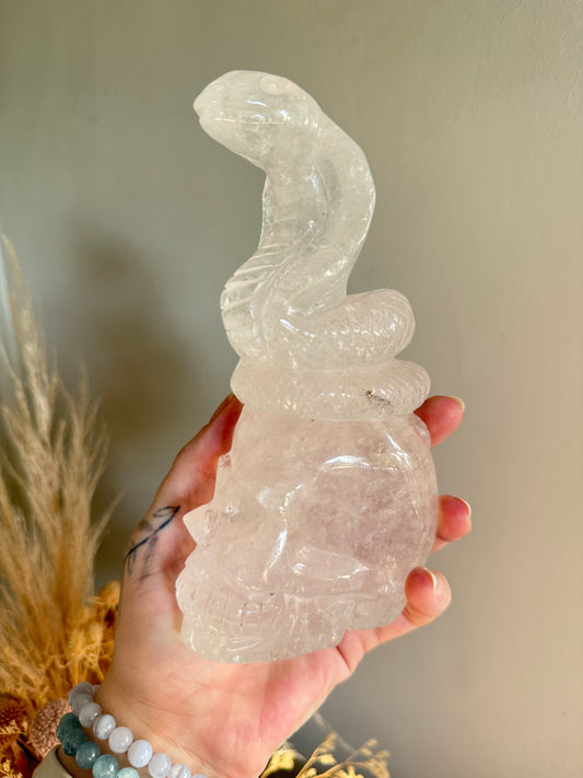 Clear Quartz Skull with Snake