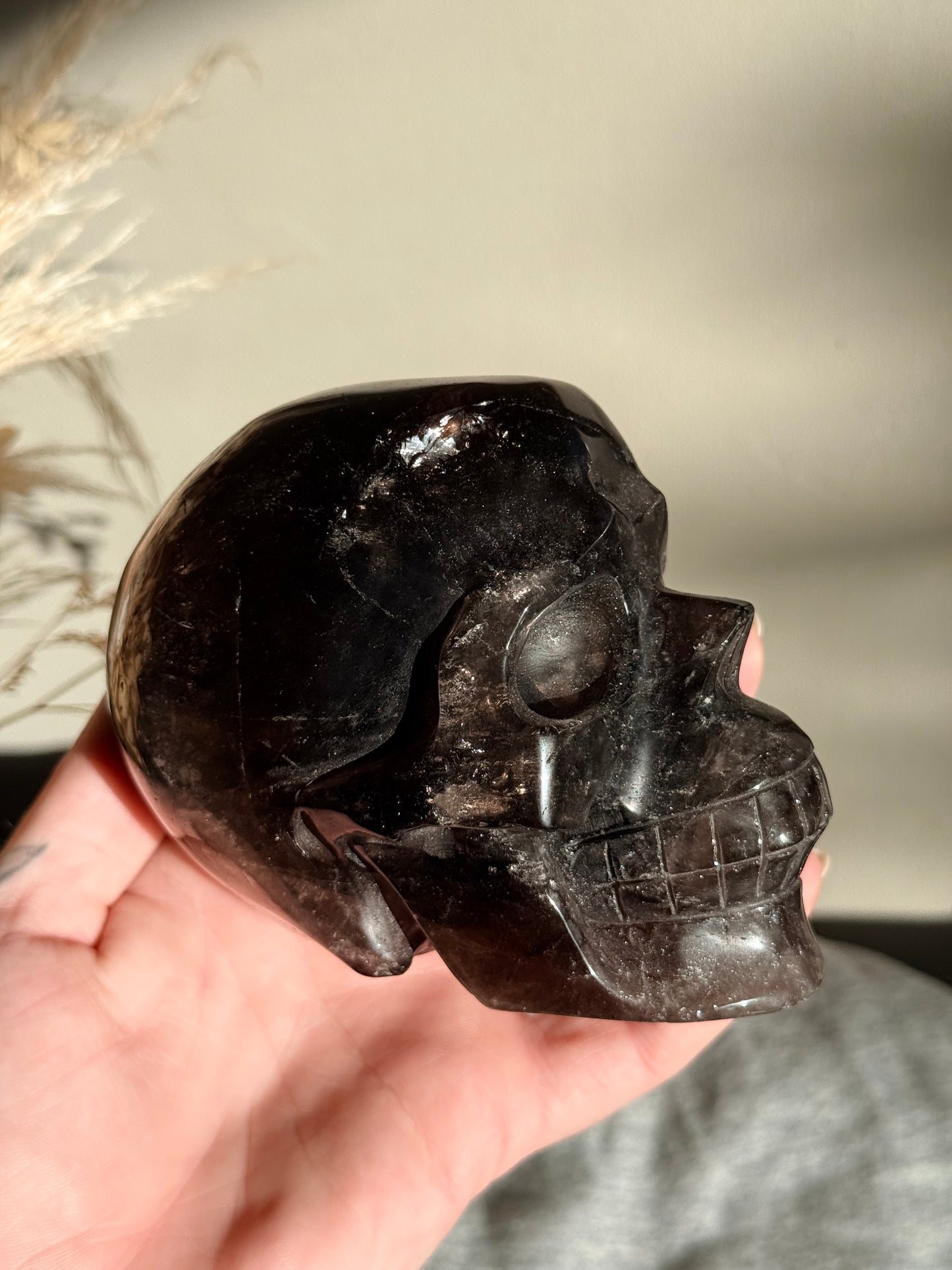 Black Rose Quartz Skull