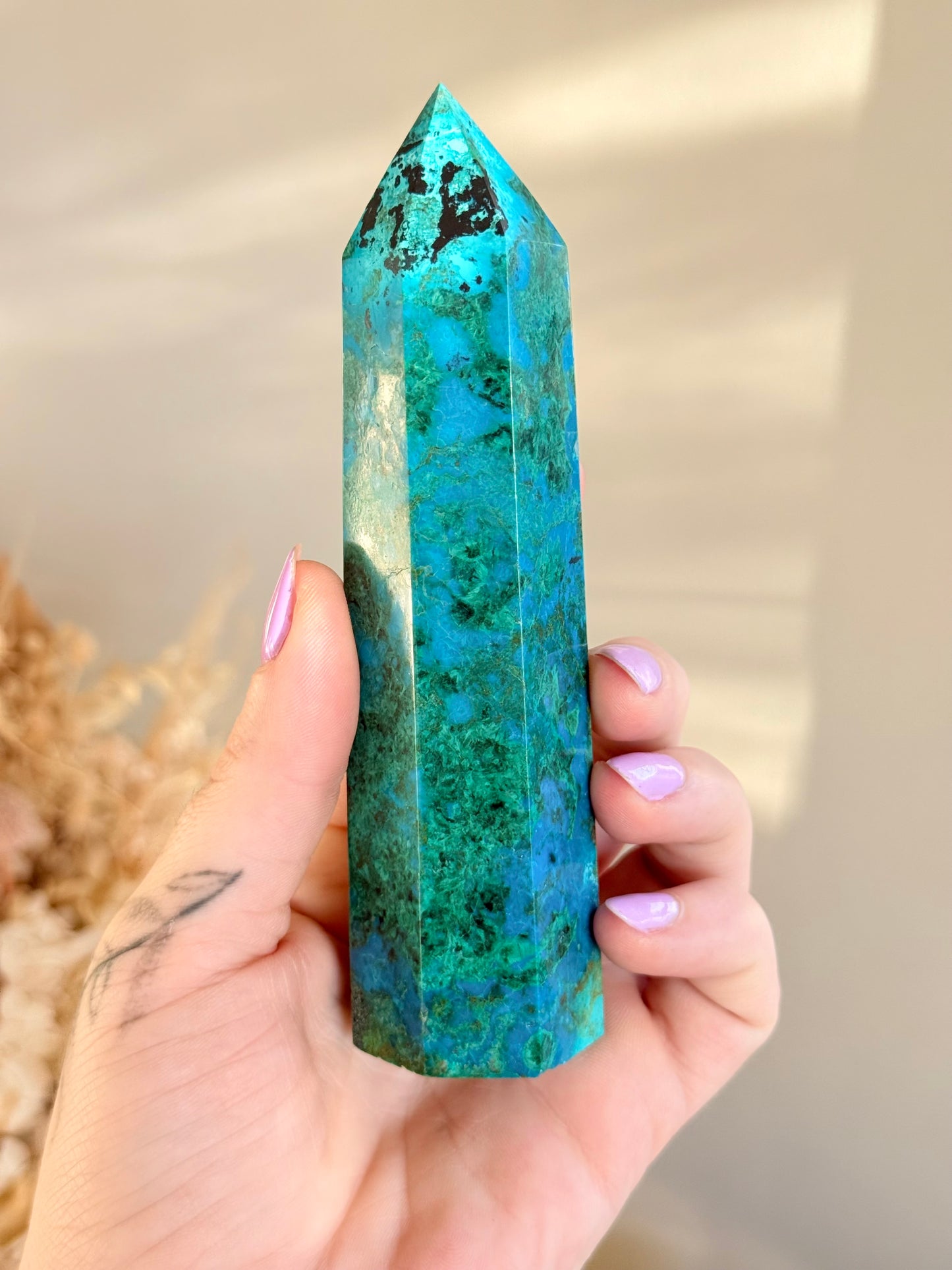 Chrysocolla with Malachite Tower