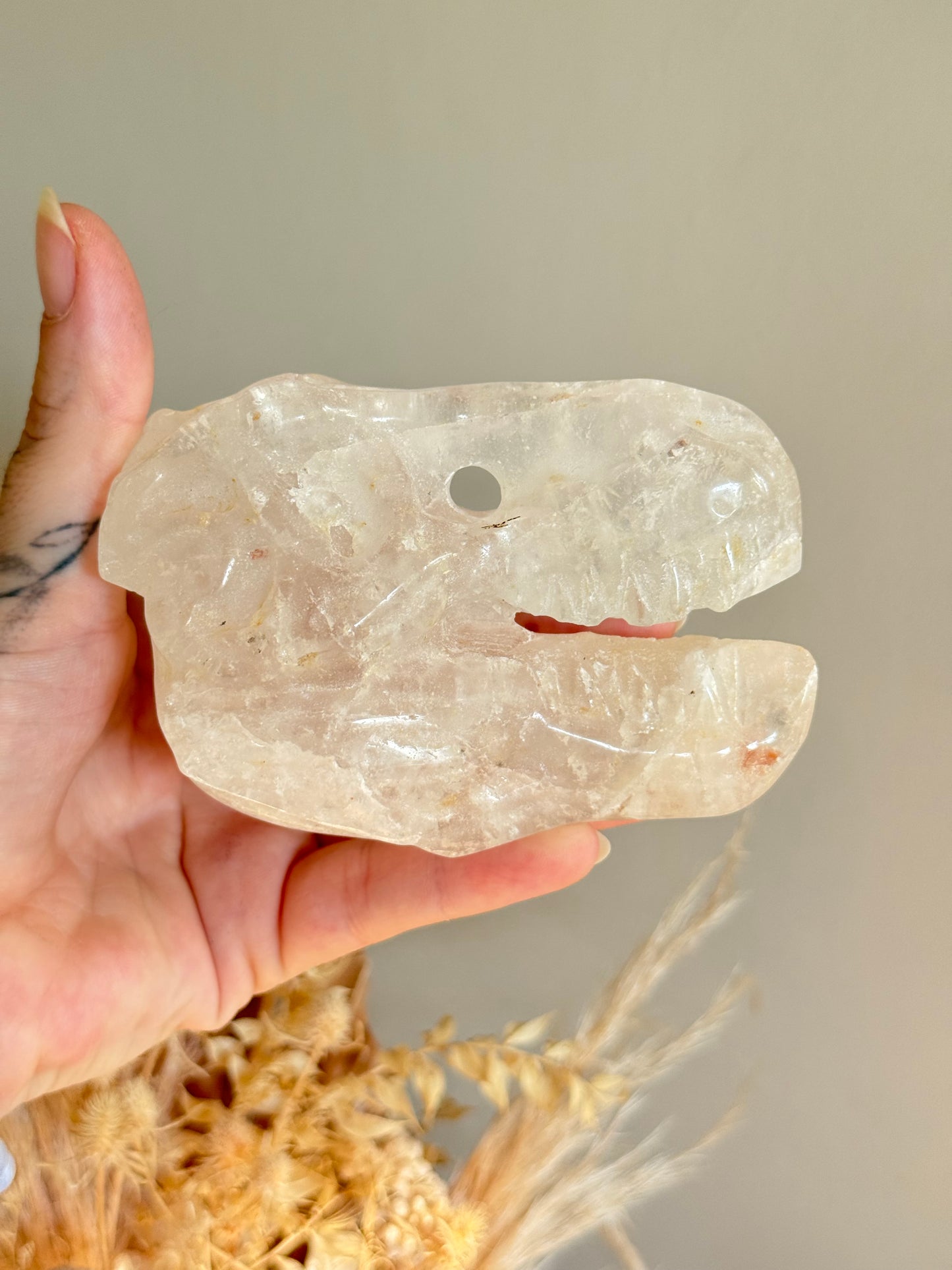Clear Quartz Dinosaur Skull