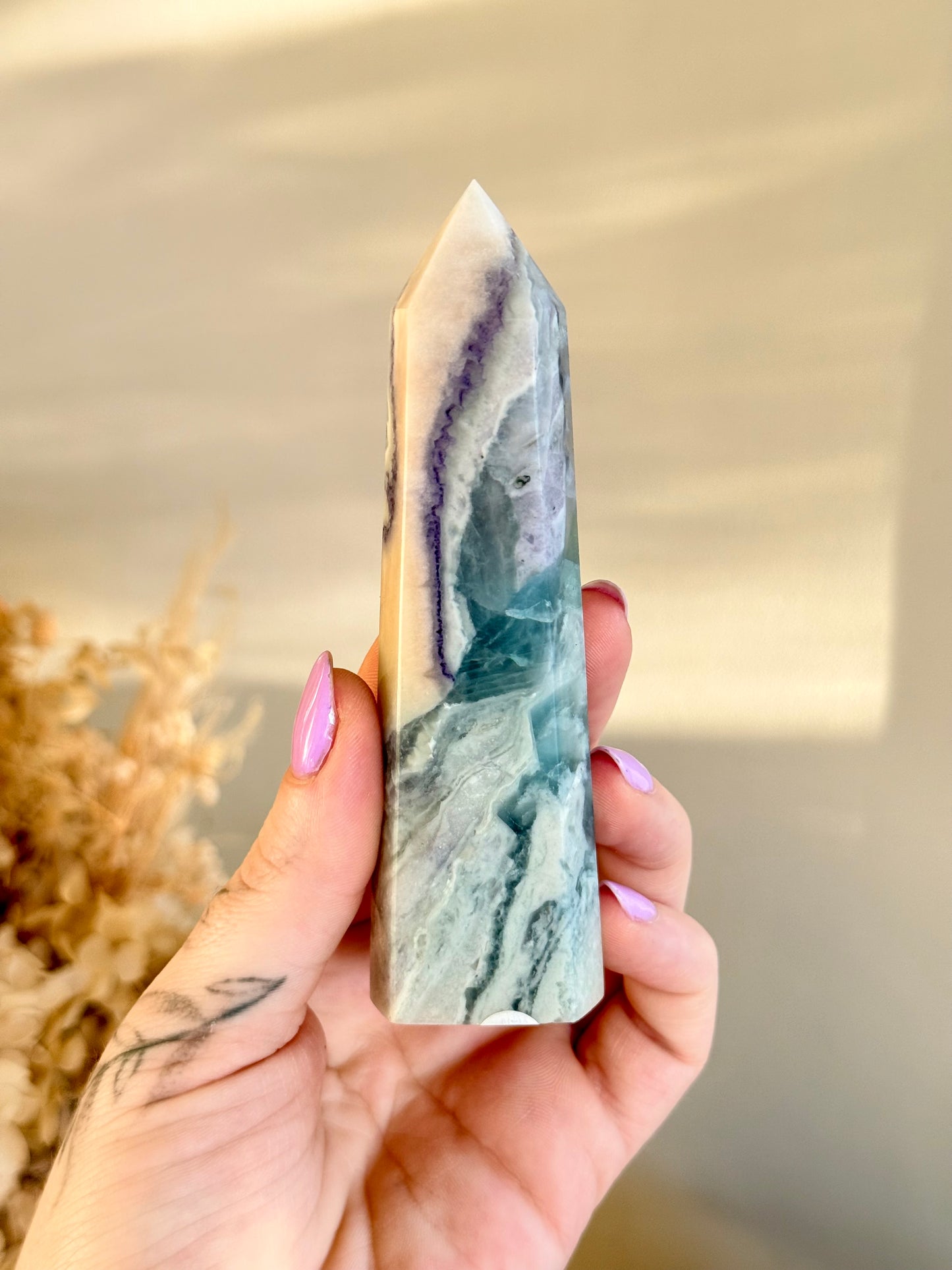 Fluorite with Calcite Point