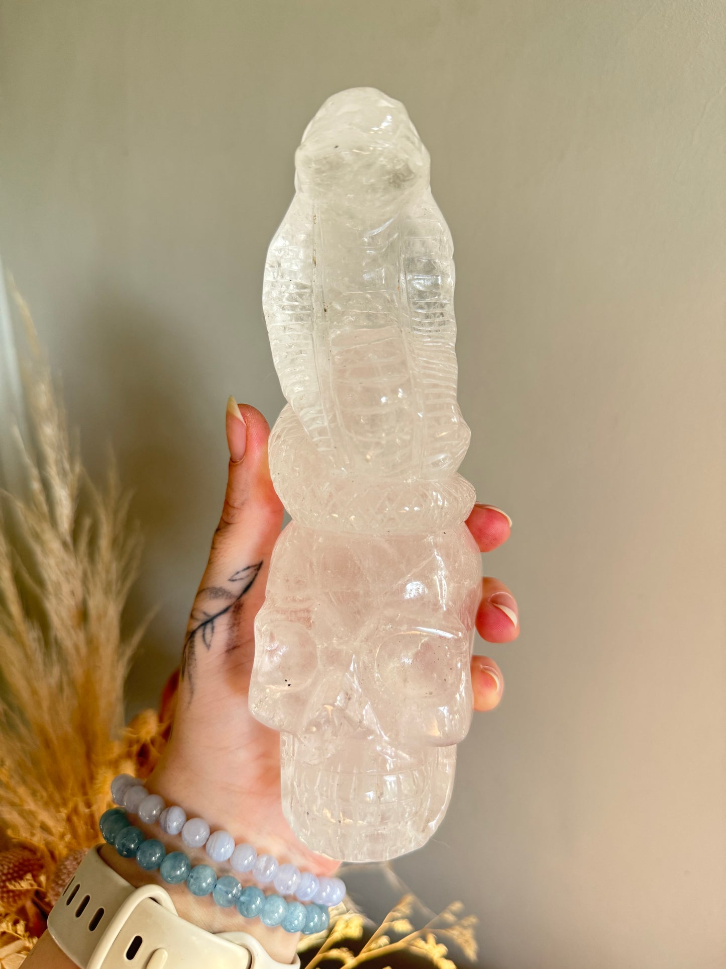 Clear Quartz Skull with Snake