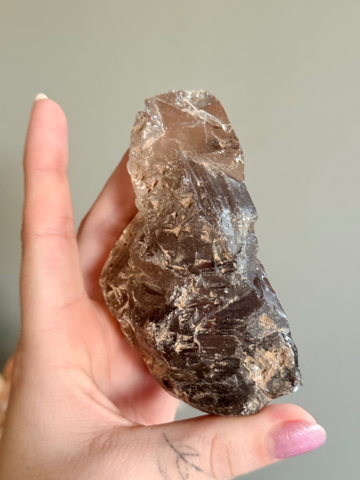 Smoky Quartz Half Polished