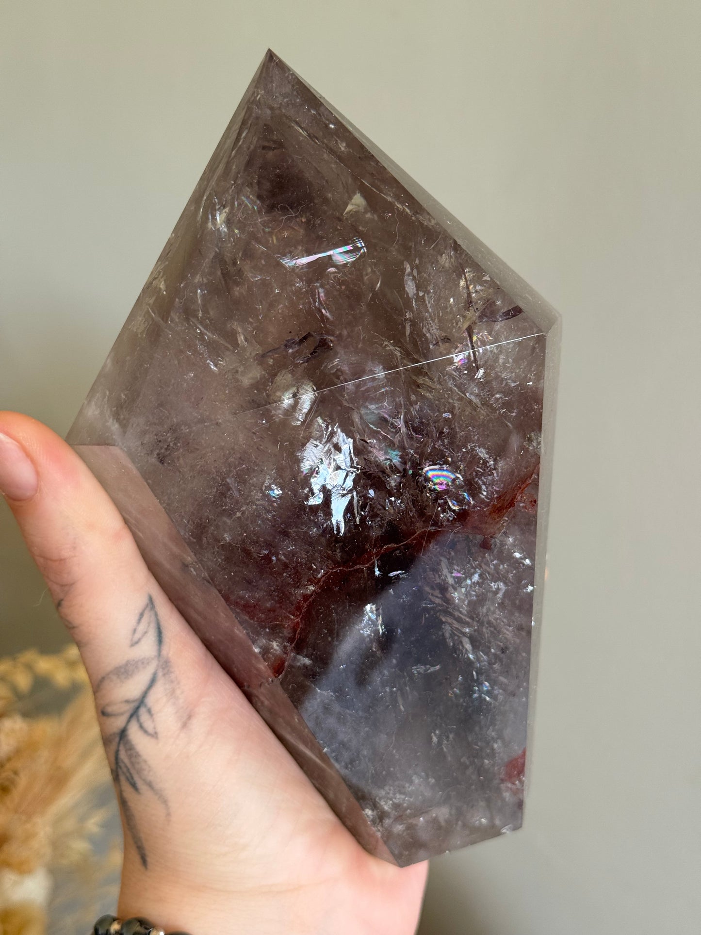 Phantom Amethyst with Hematite Point