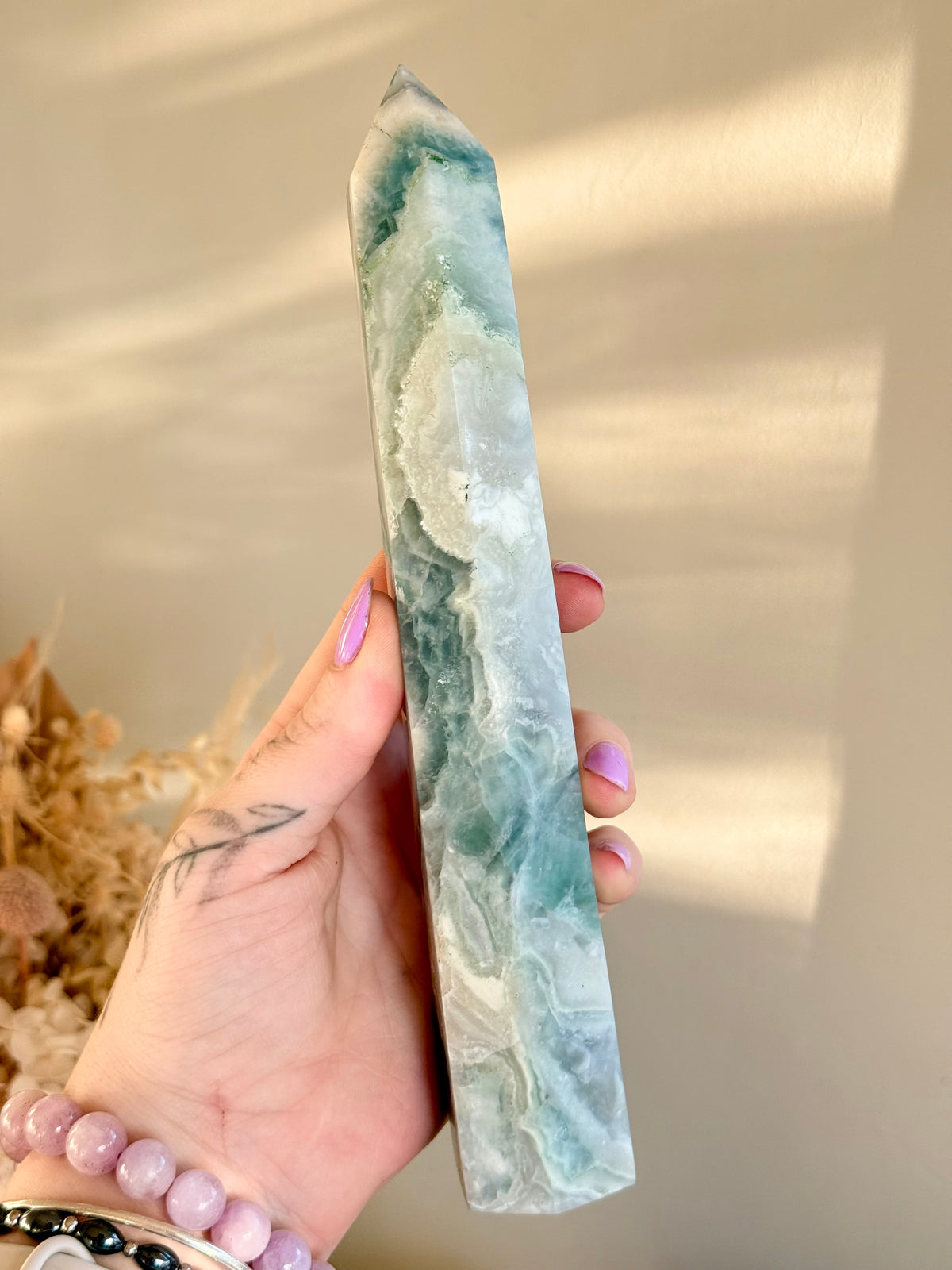 Fluorite with Calcite Tower