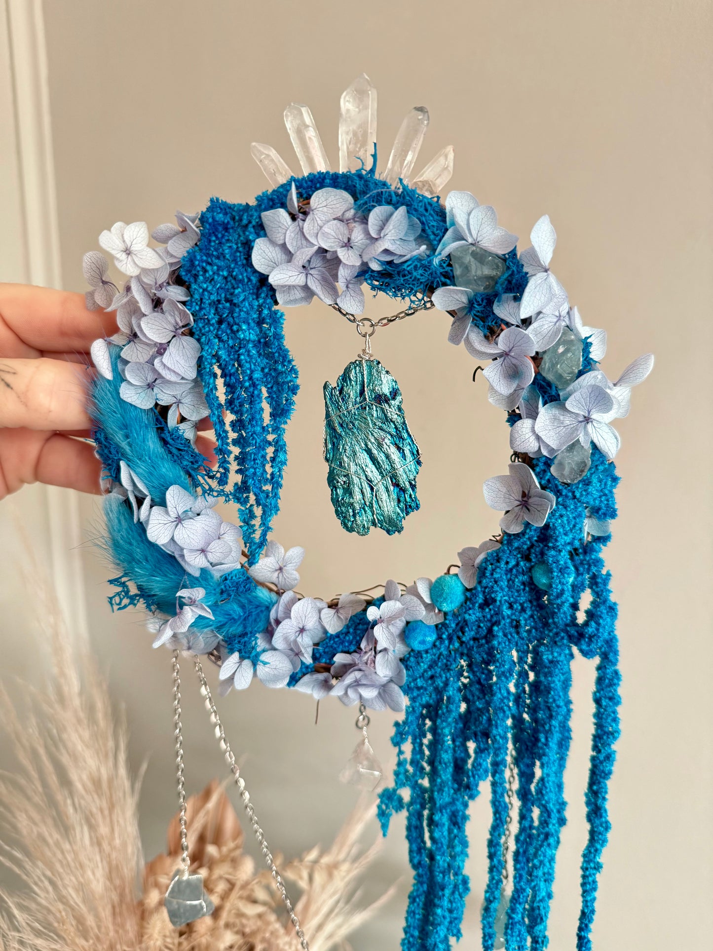 15cm Aura Kyanite Wreath with Quartz Crown