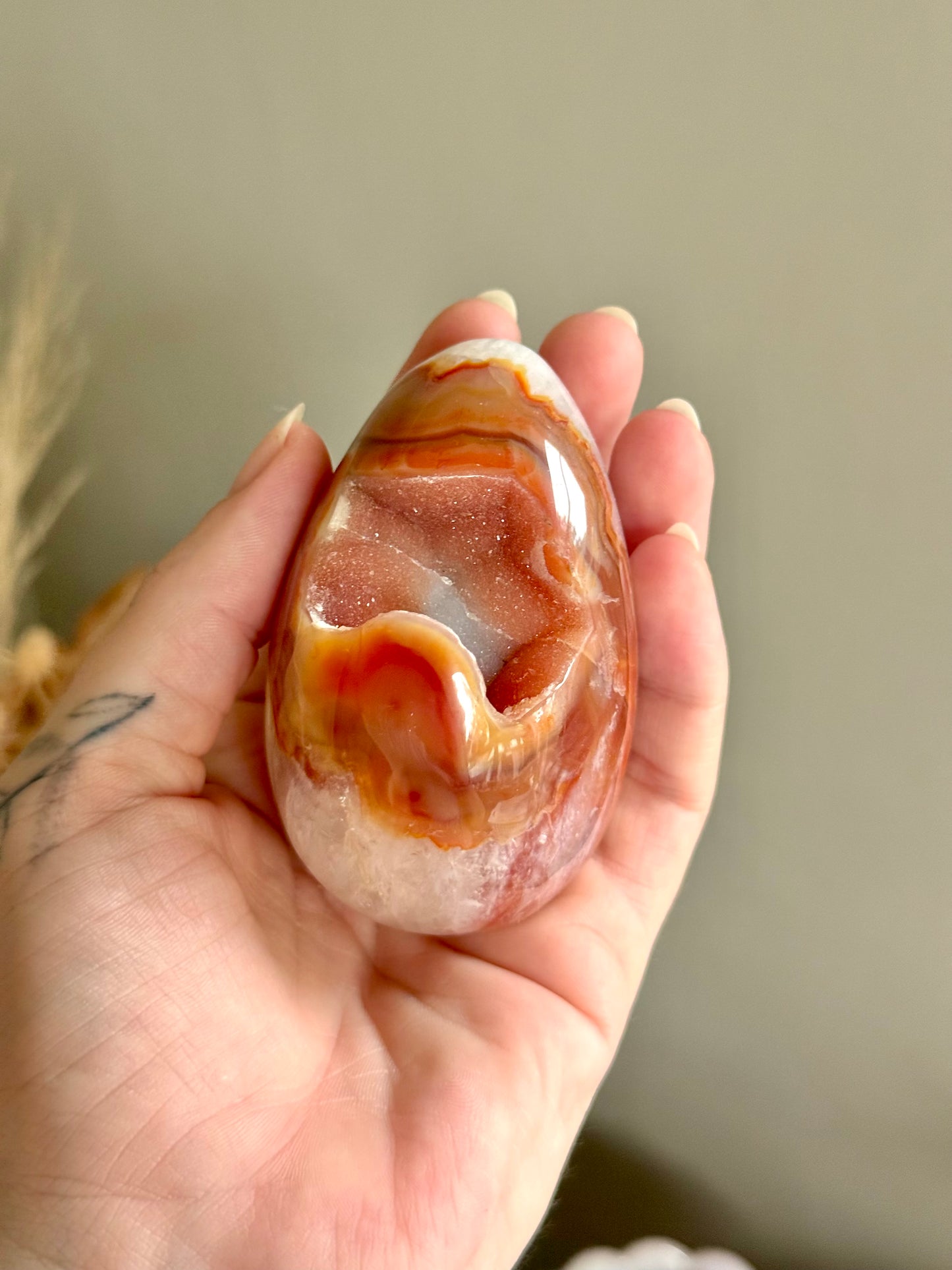 Carnelian and Quartz Egg