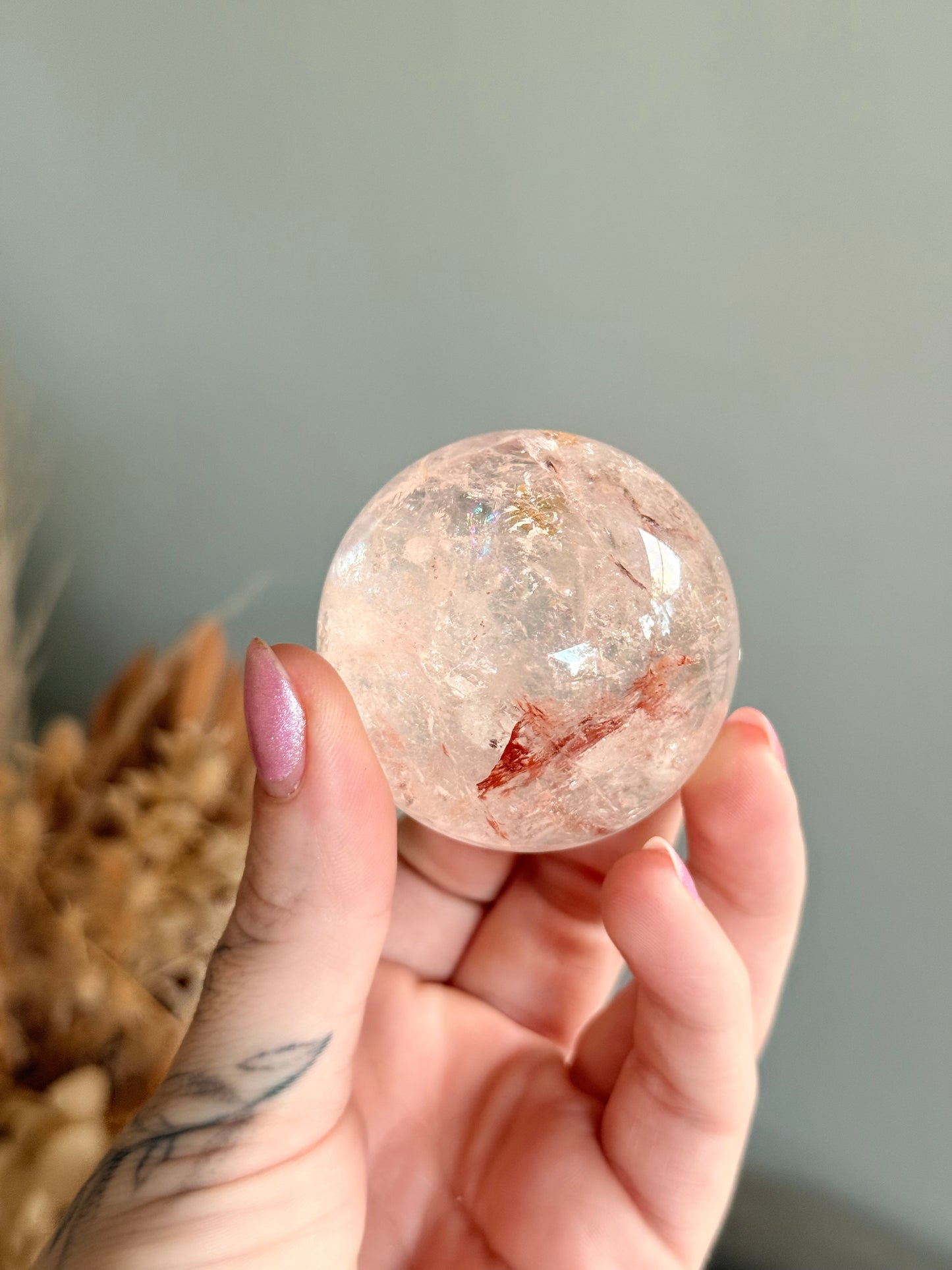 Himalayan Quartz with Hematite Sphere