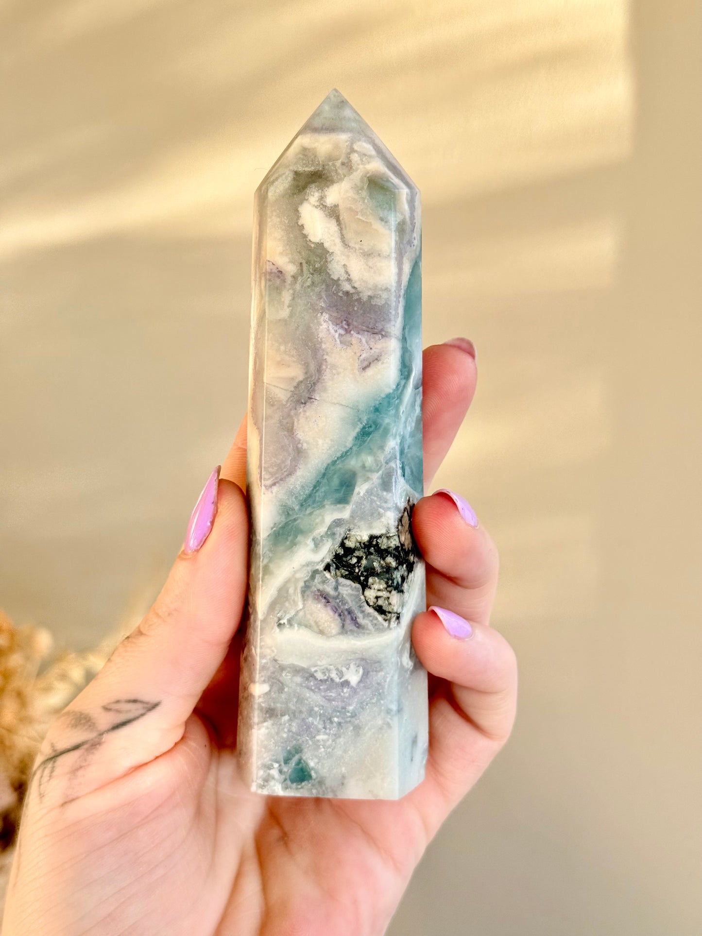Fluorite with Calcite Point
