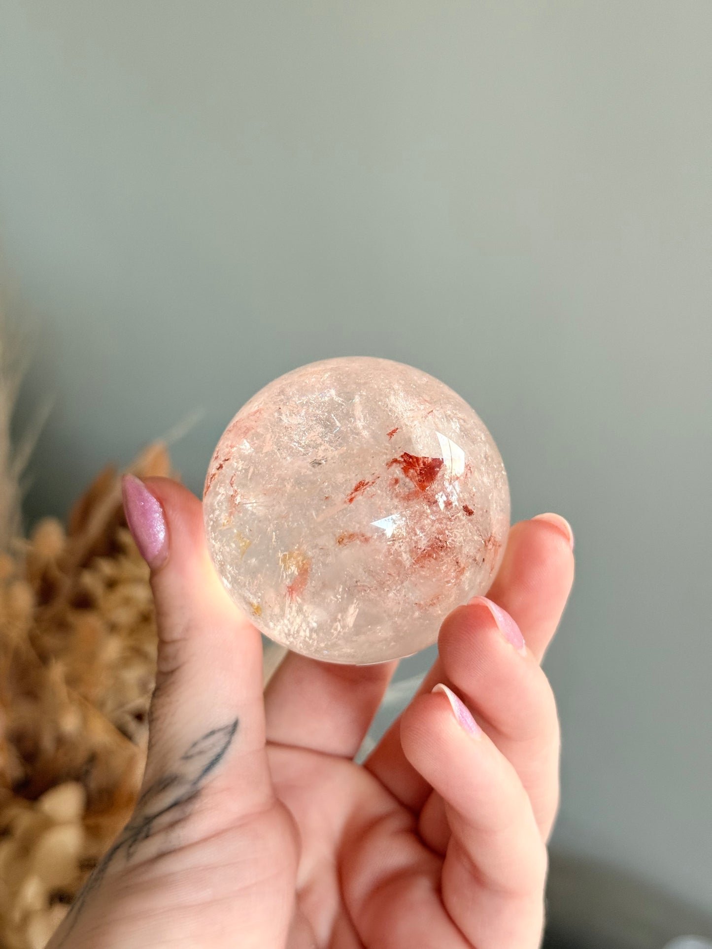 Himalayan Quartz with Hematite Sphere