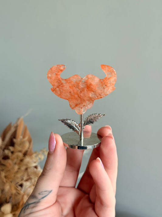 Fire Quartz Longhorn on Stand