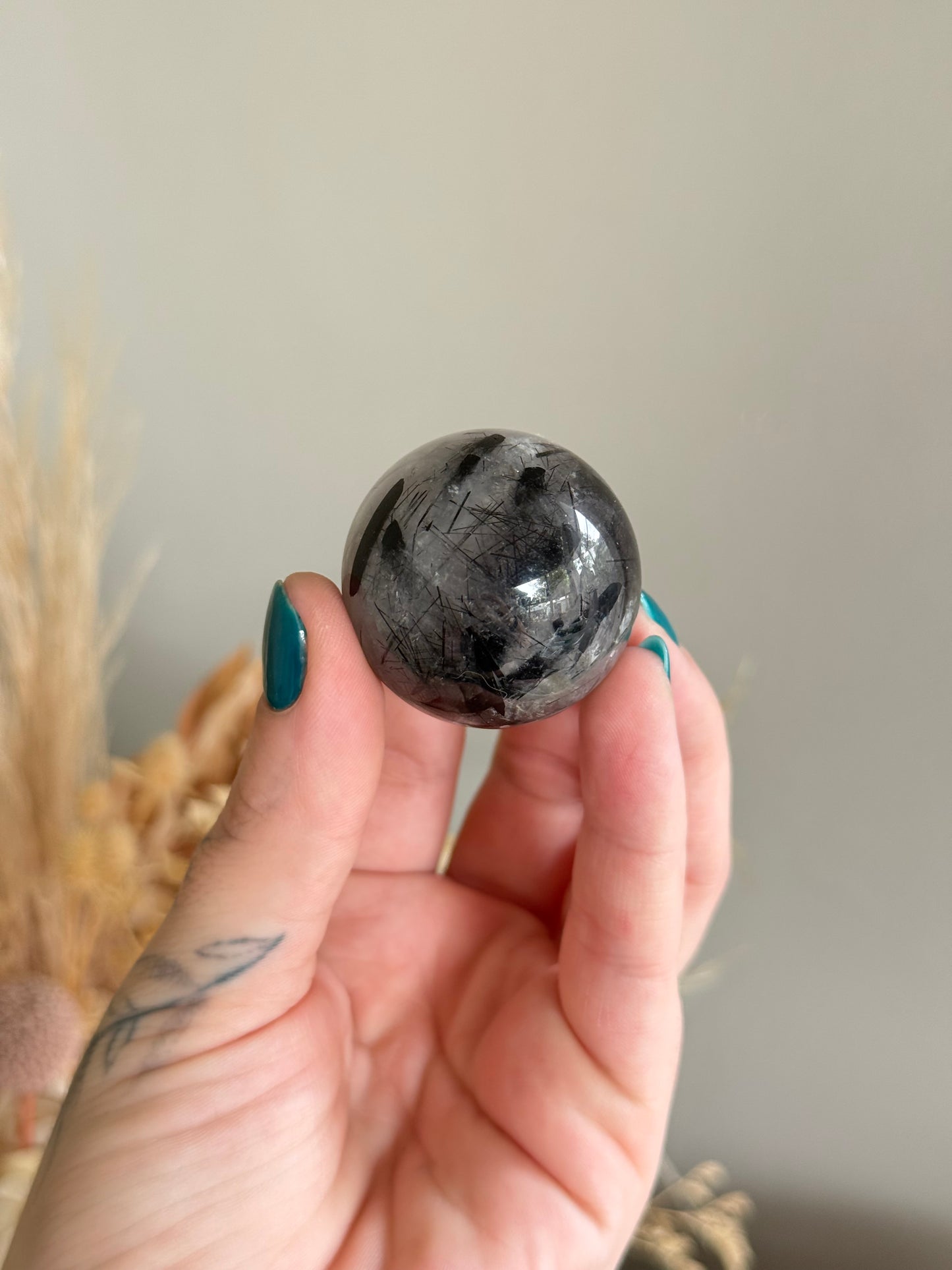 Tourmalinated Quartz Sphere