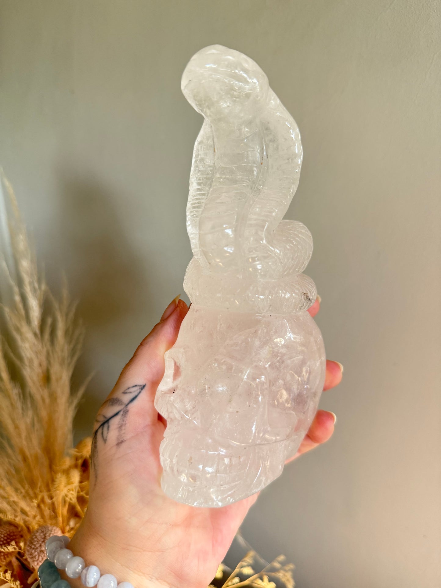Clear Quartz Skull with Snake