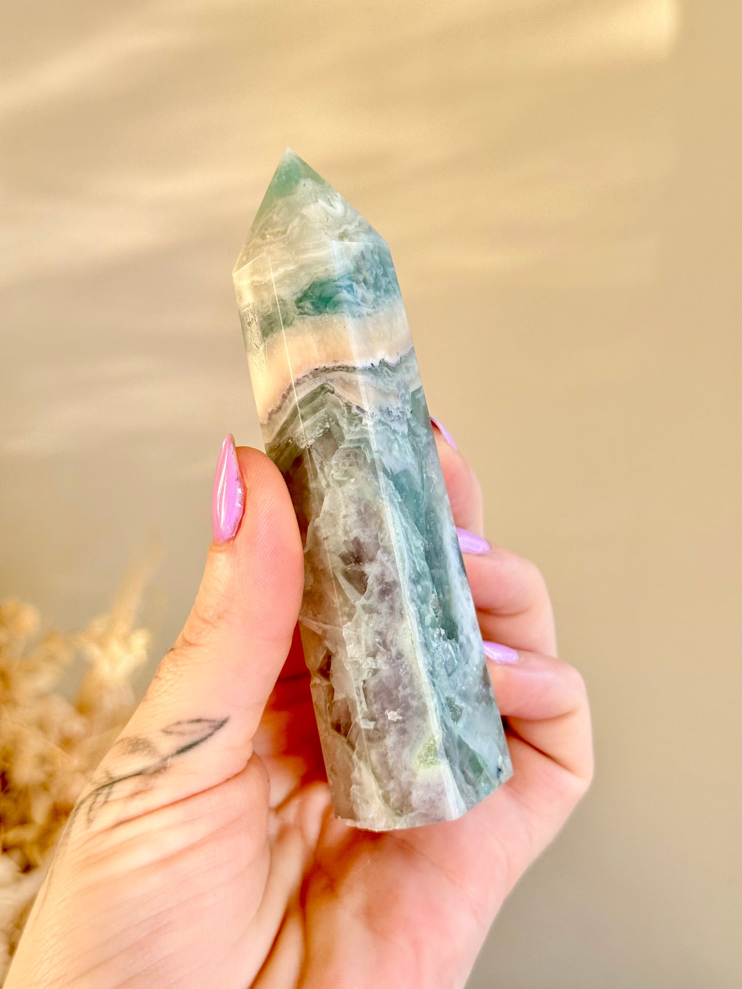 Fluorite with Calcite Point