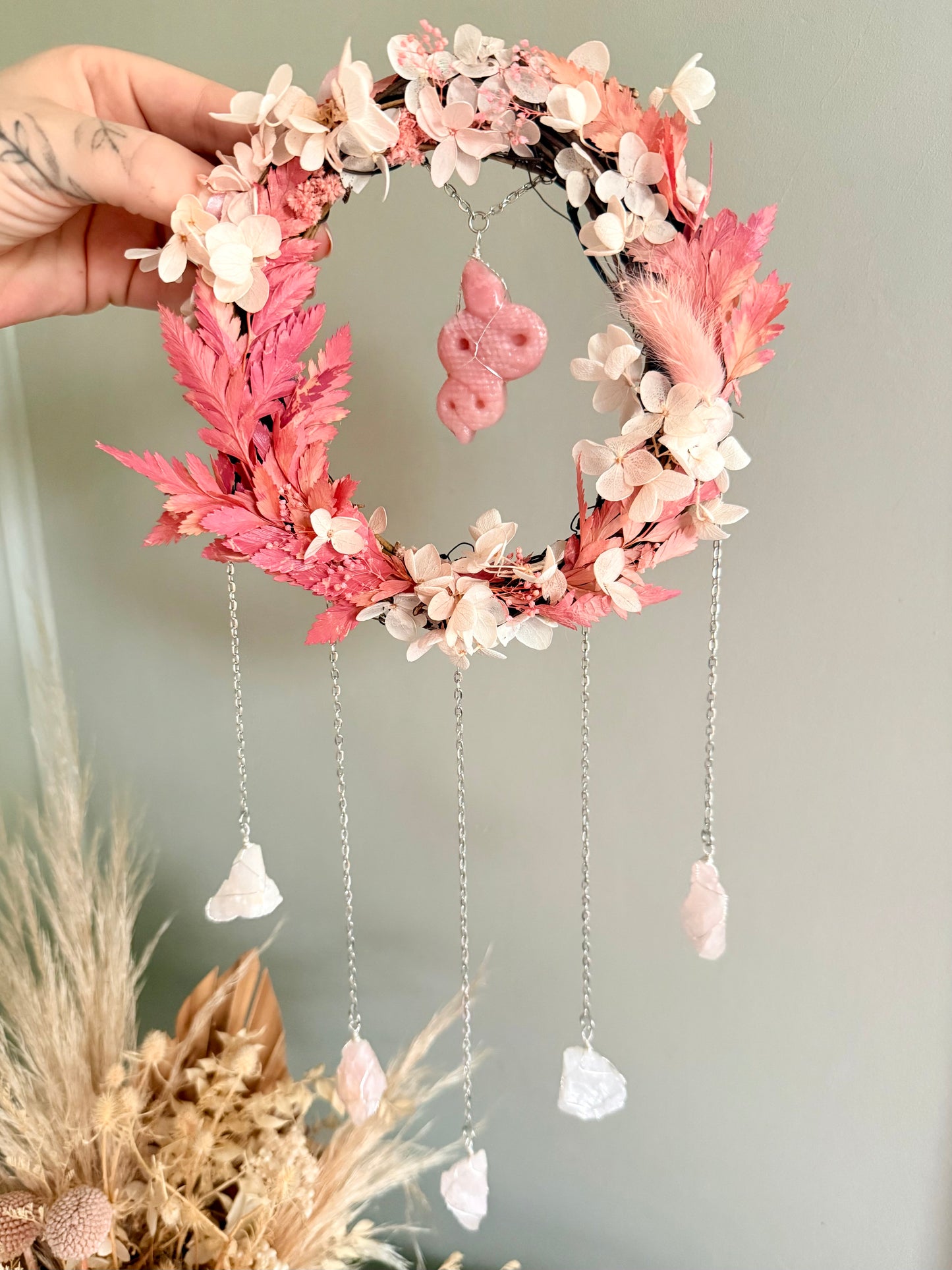 15cm Pink Opal Snake Wreath